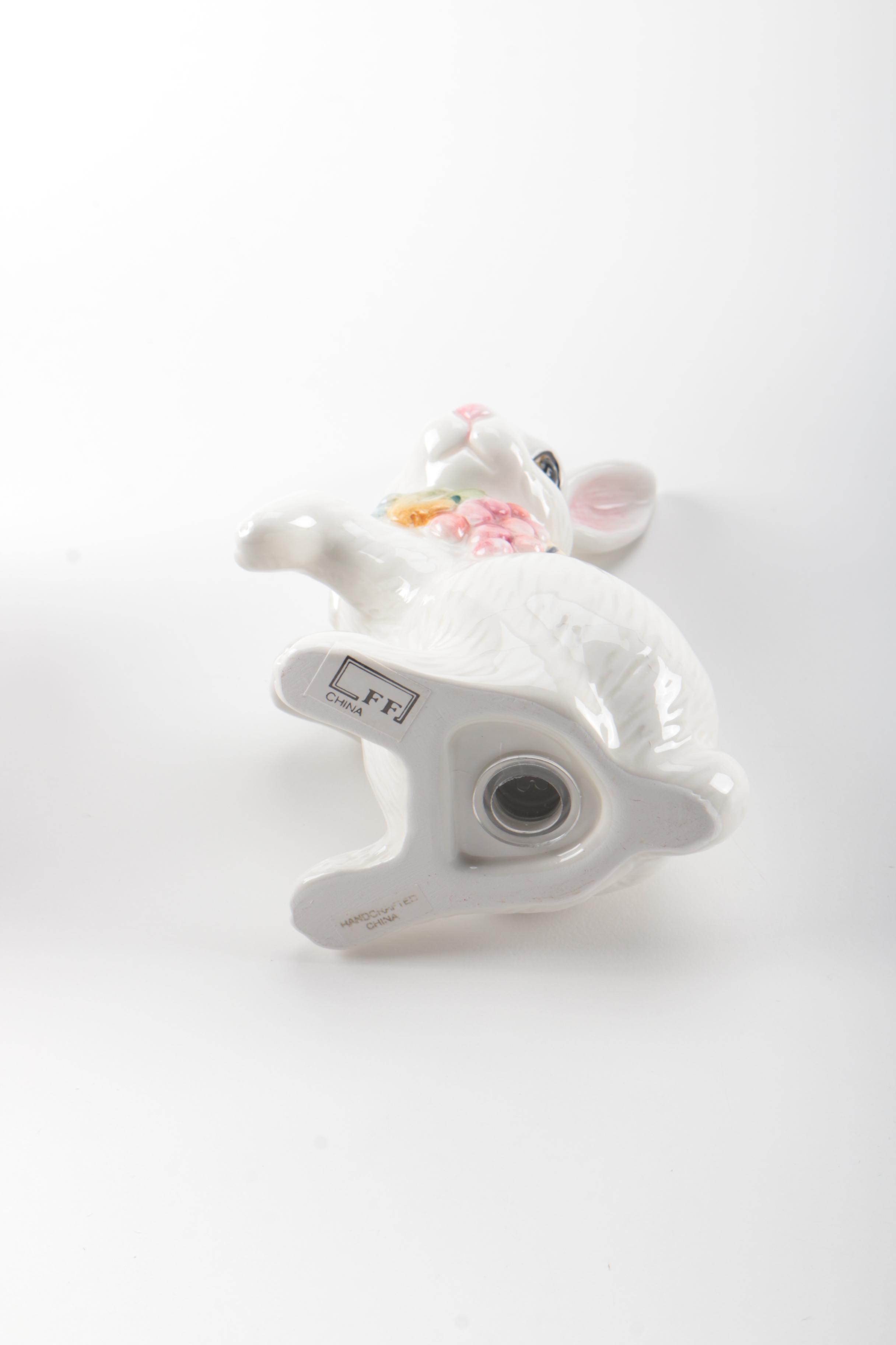 Fitz and Floyd Porcelain Rabbit Salt and Pepper Shakers