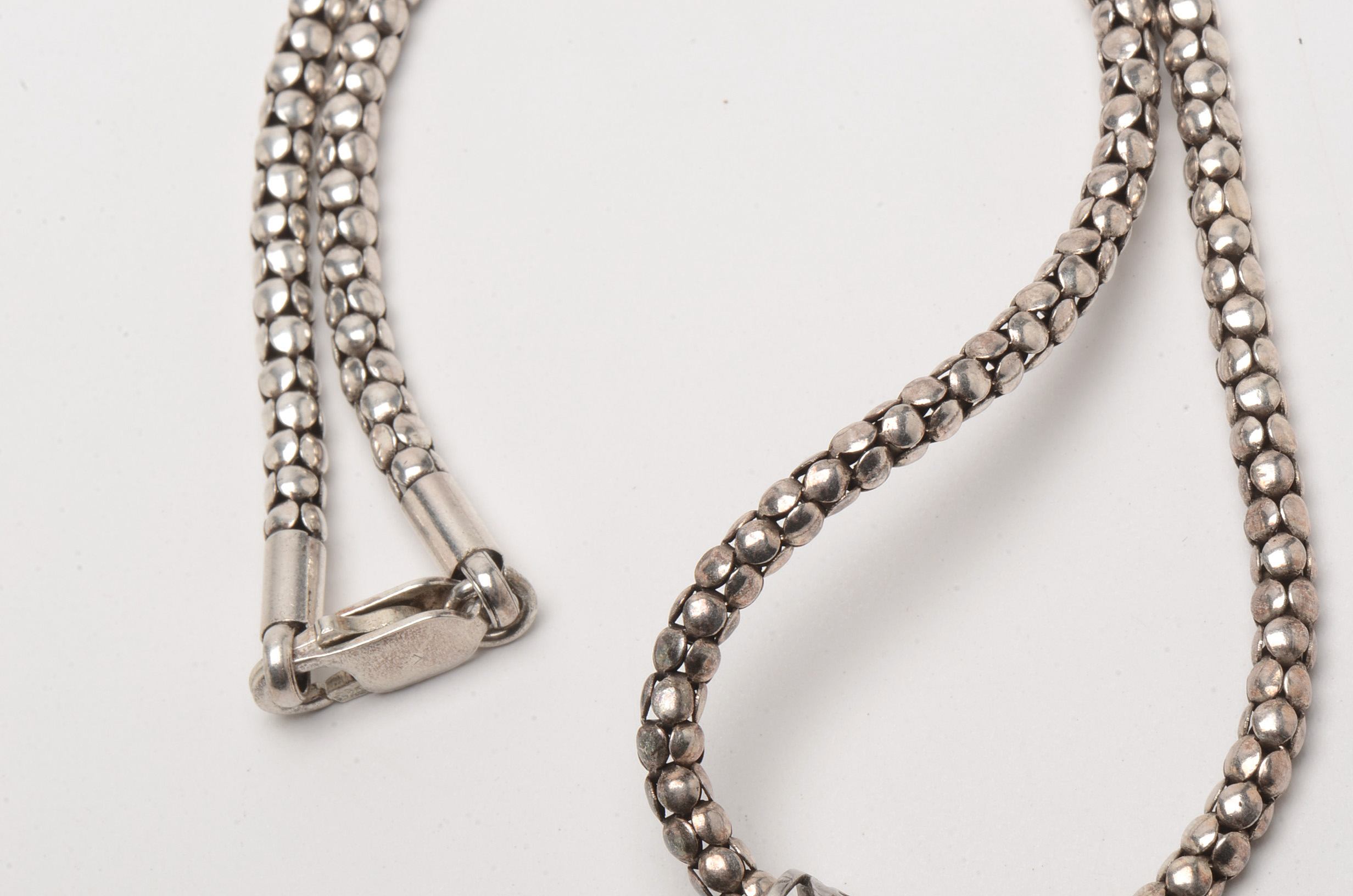 Sterling Silver Imitation Red Jasper Popcorn-Style Chain Necklace