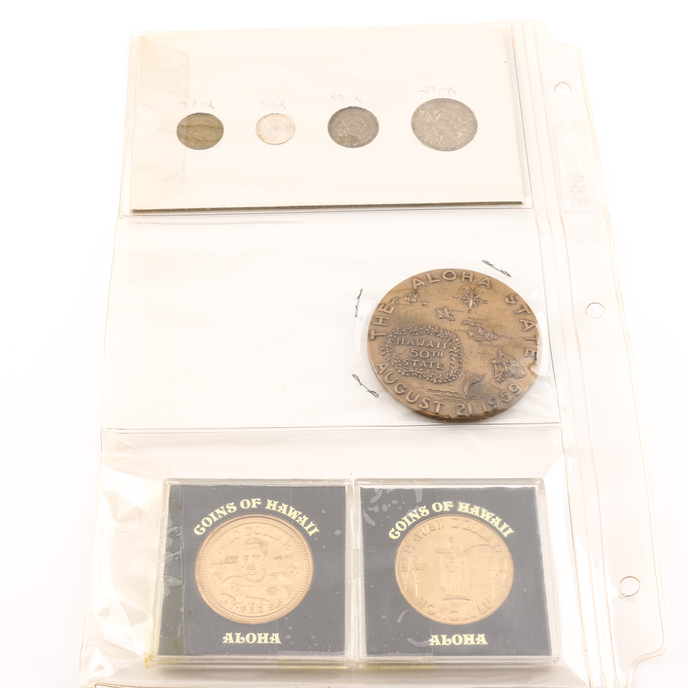 Uncirculated 1965 Guatemalan Coin Set and Hawaiian Medals and Coins