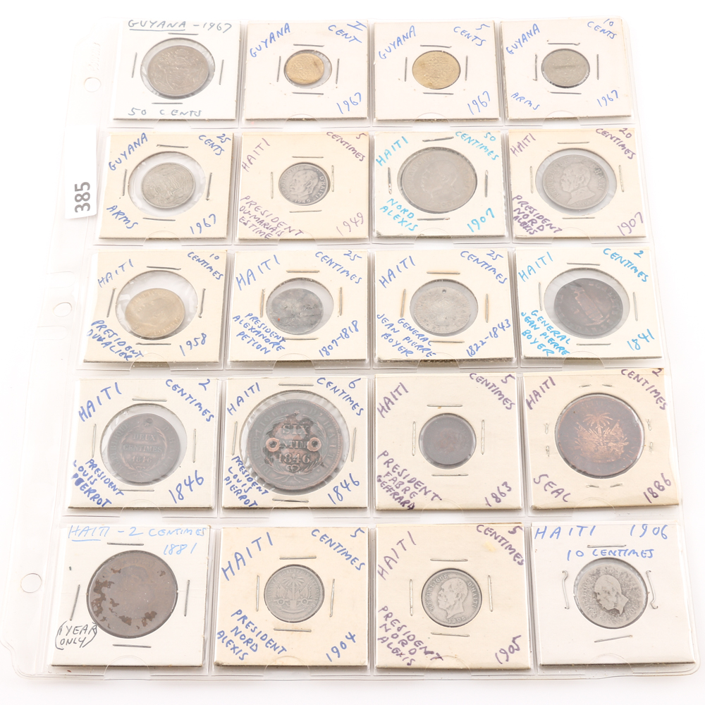 Assortment of Coins From Guyana and Haiti 1841-1967