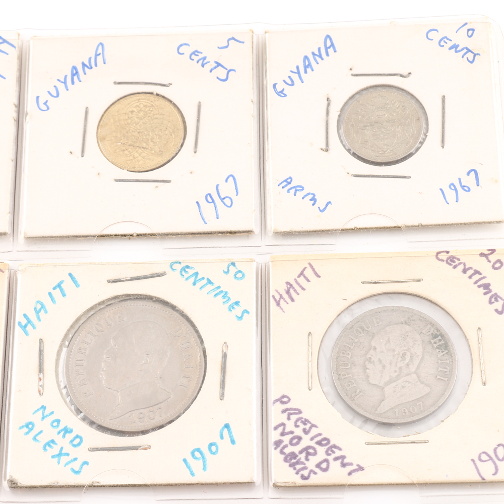 Assortment of Coins From Guyana and Haiti 1841-1967