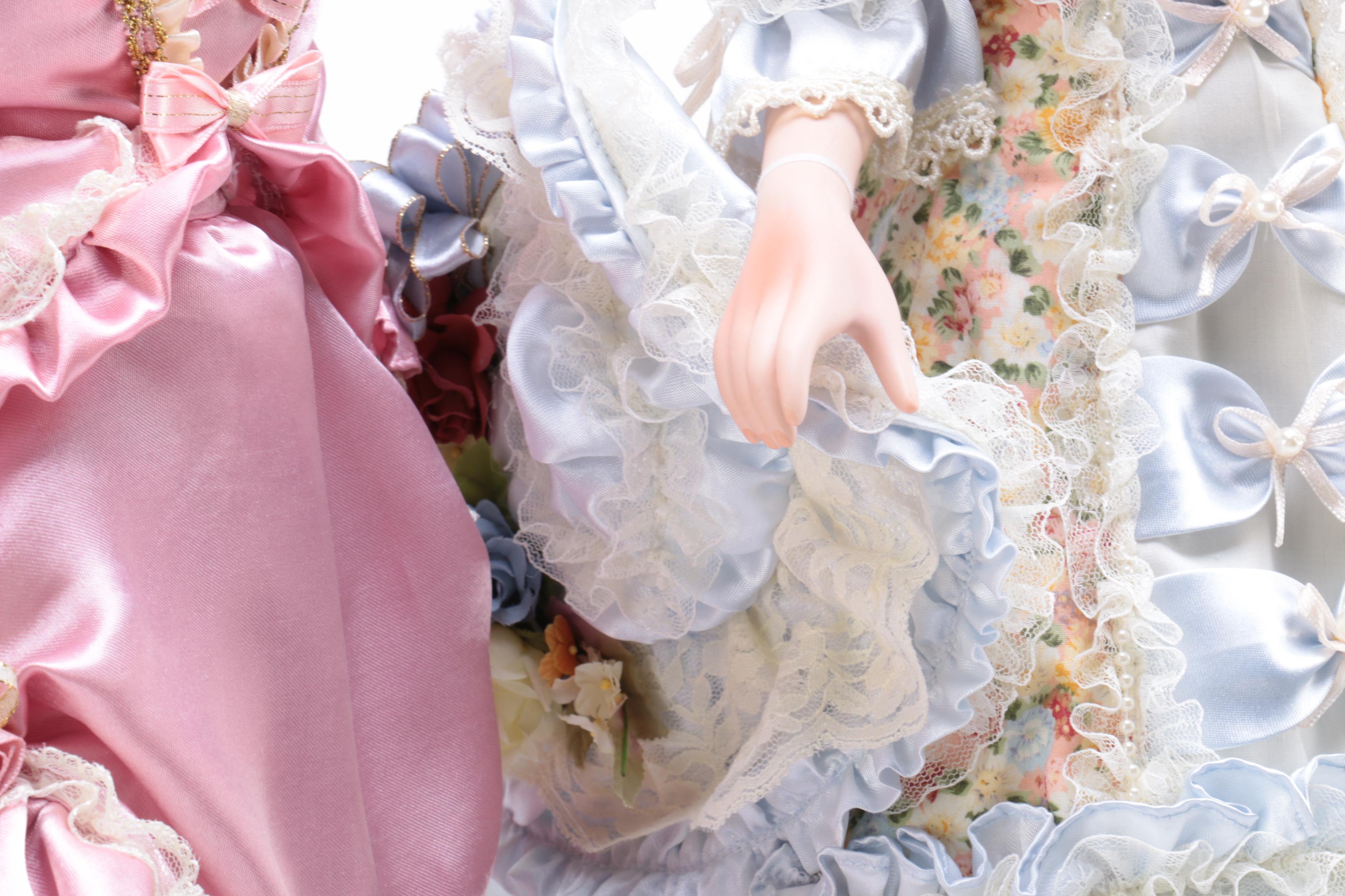 Three Porcelain Dolls Including Hamilton Collection