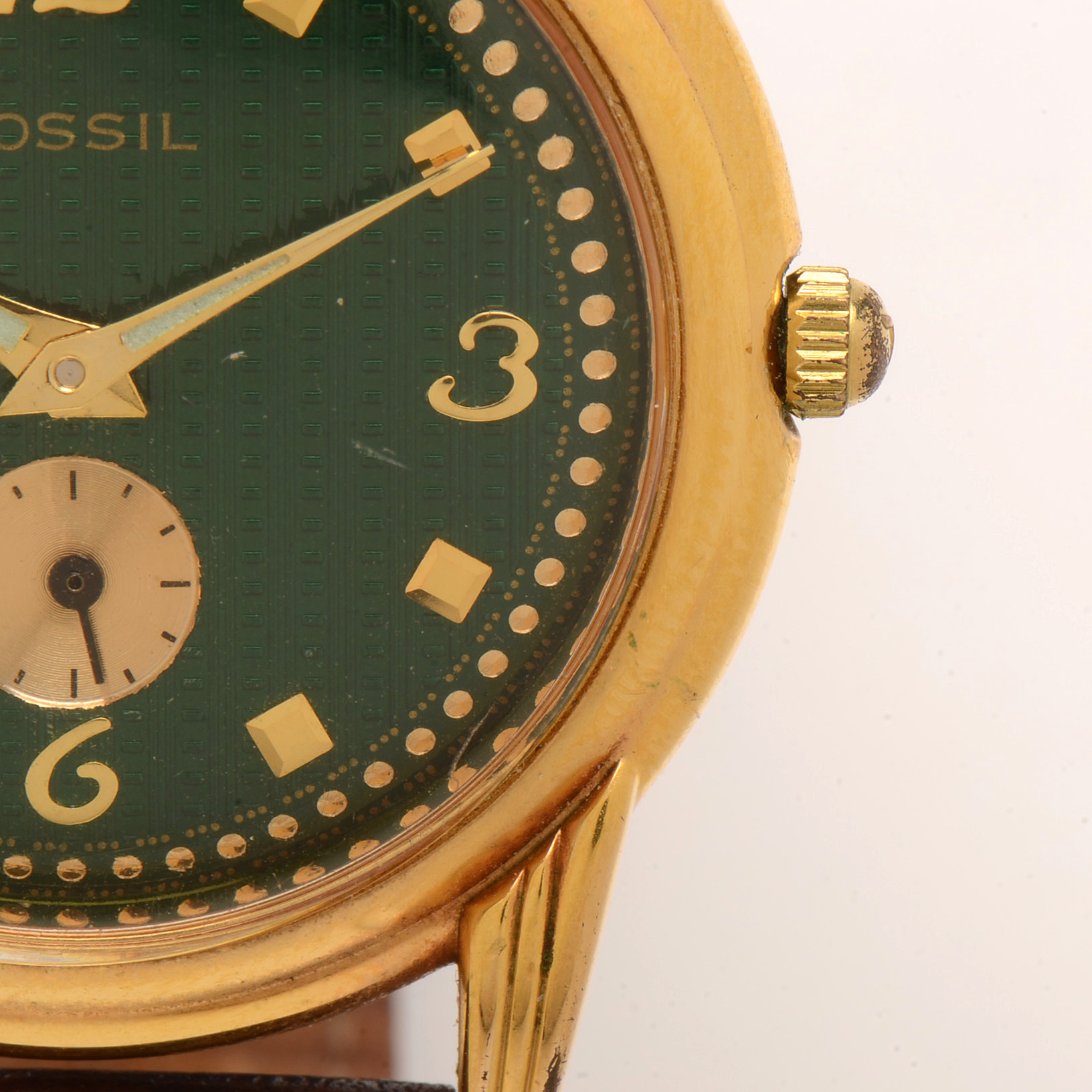 Fossil Green Dial with Leather Band Watch
