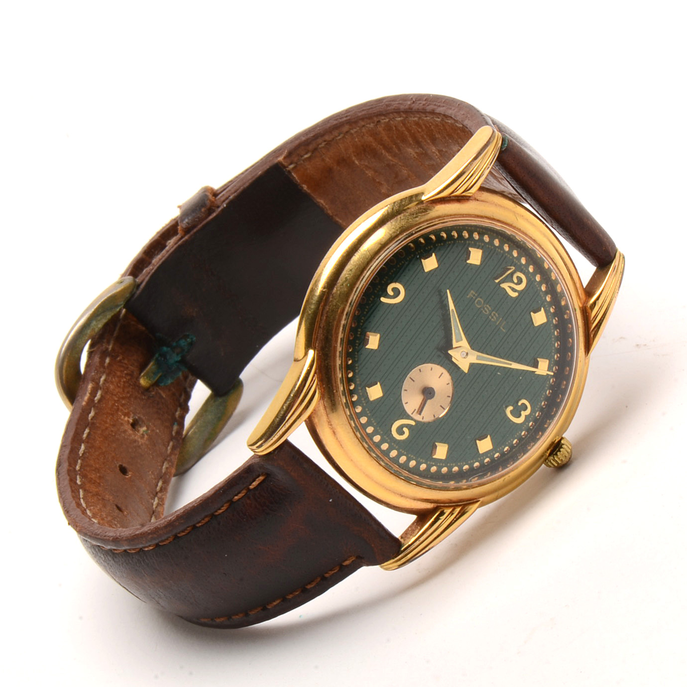 Fossil Green Dial with Leather Band Watch