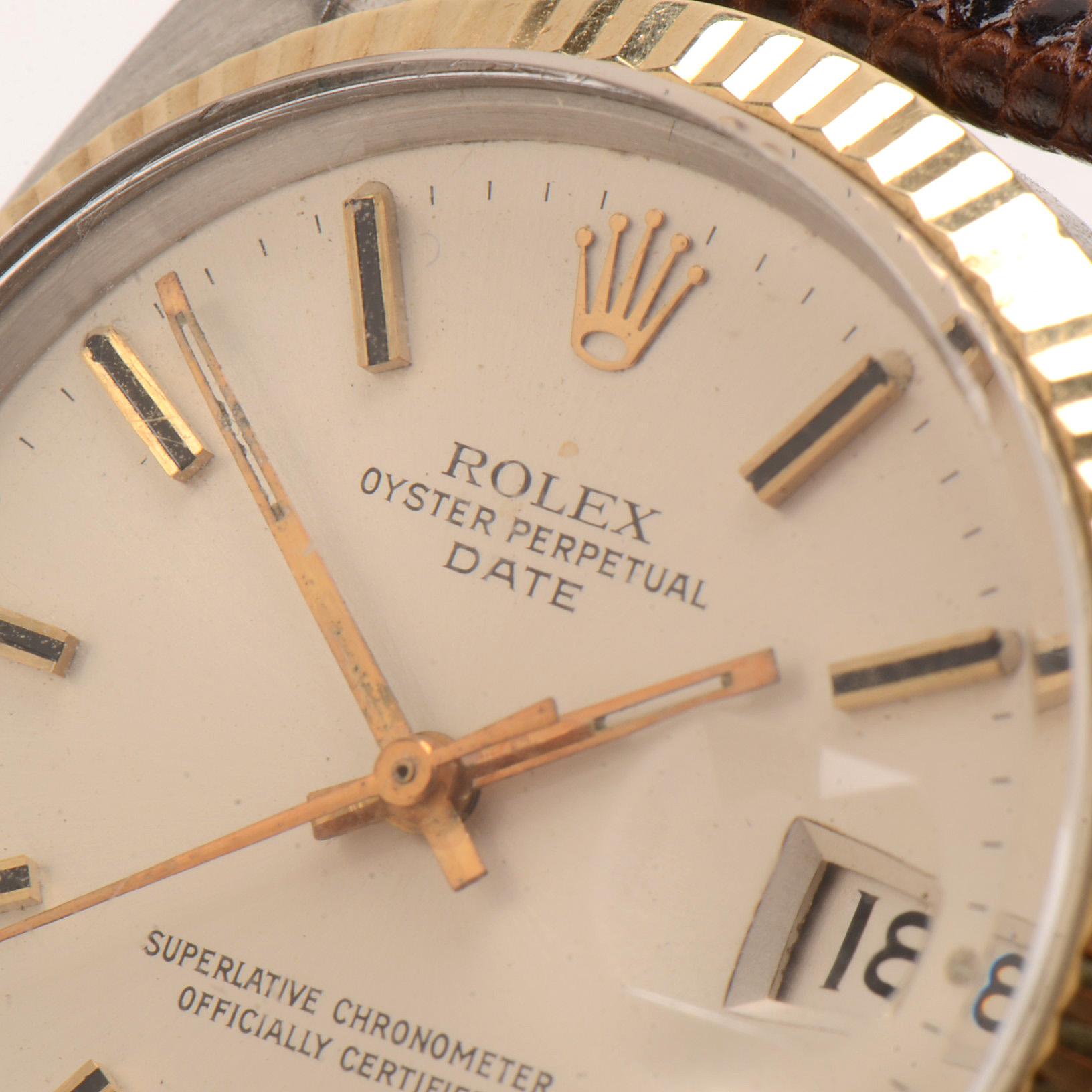 Late 1960s Rolex Date 14K Yellow Gold Bezel Watch with Box