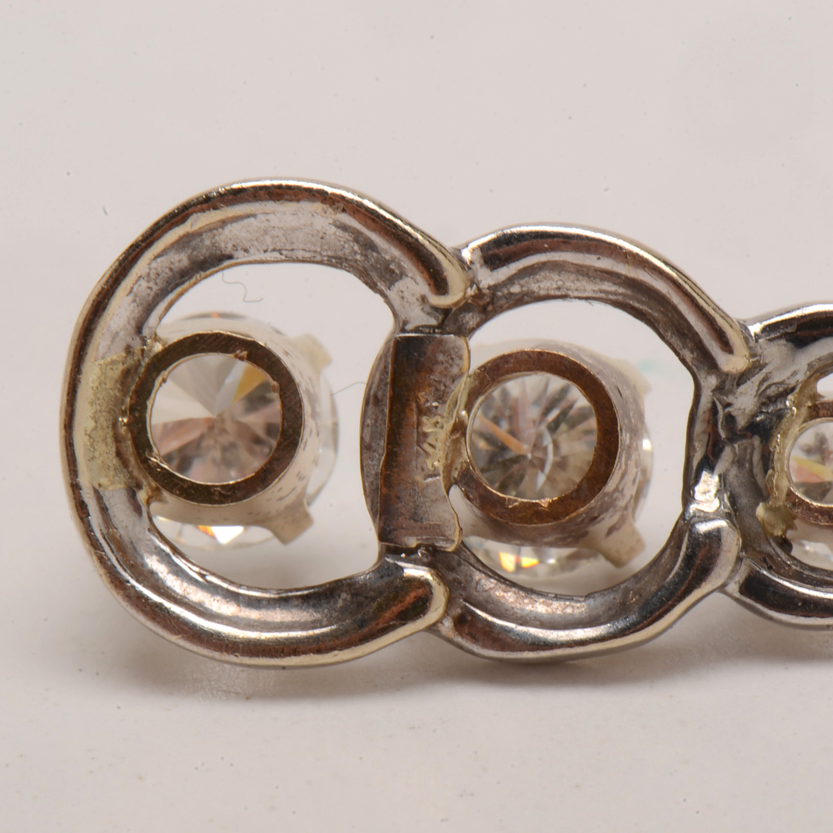 14K White Gold Three Diamond Pendant