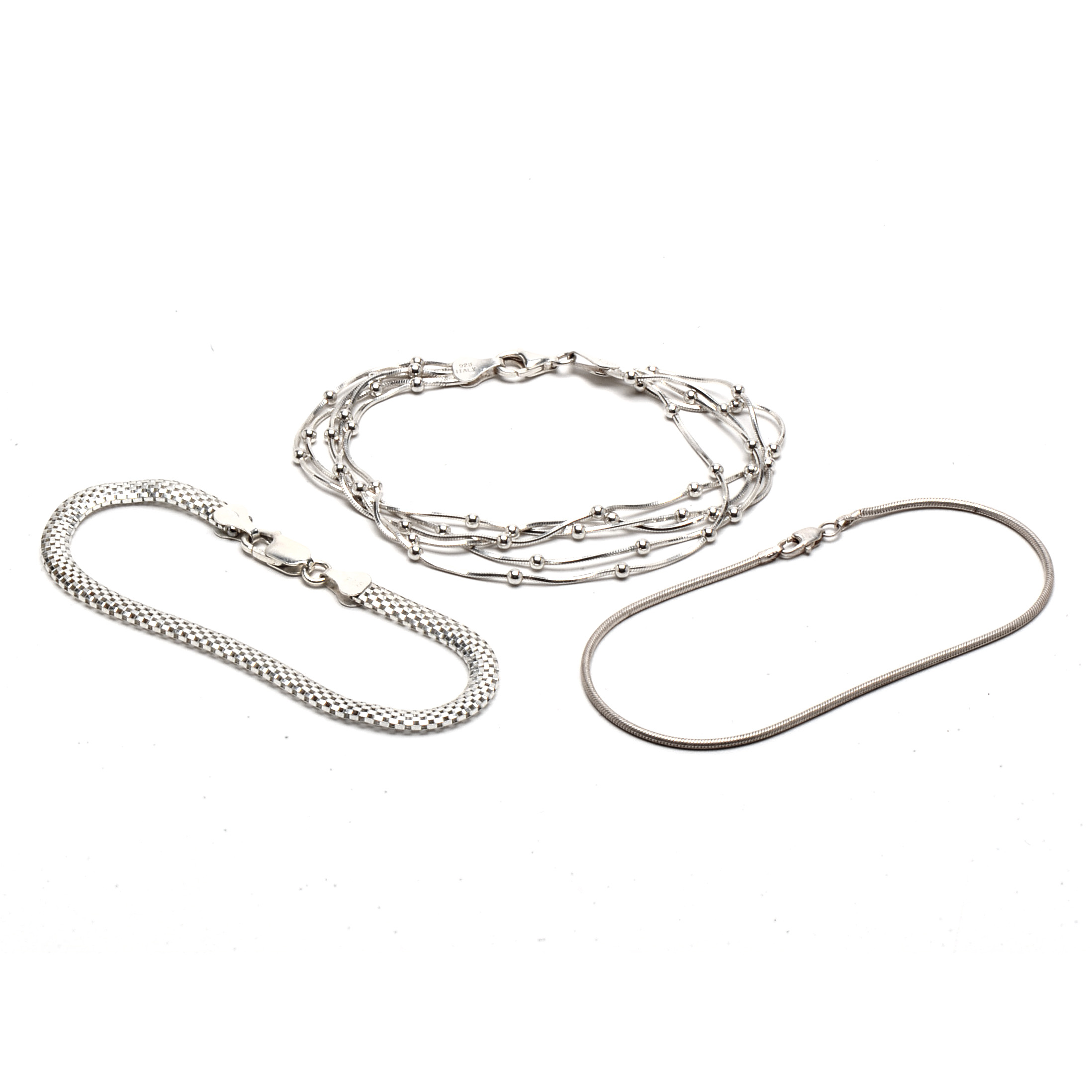 Three Sterling Silver Bracelets