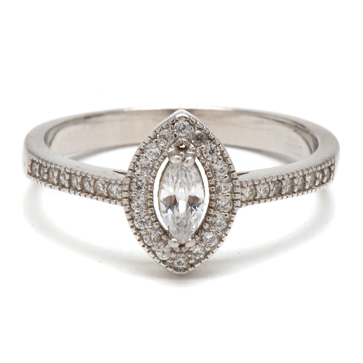 Sterling Silver Marquise Cubic Zirconia Fashion Ring