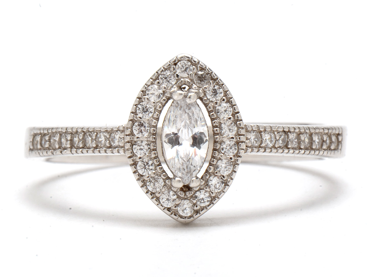 Sterling Silver Marquise Cubic Zirconia Fashion Ring