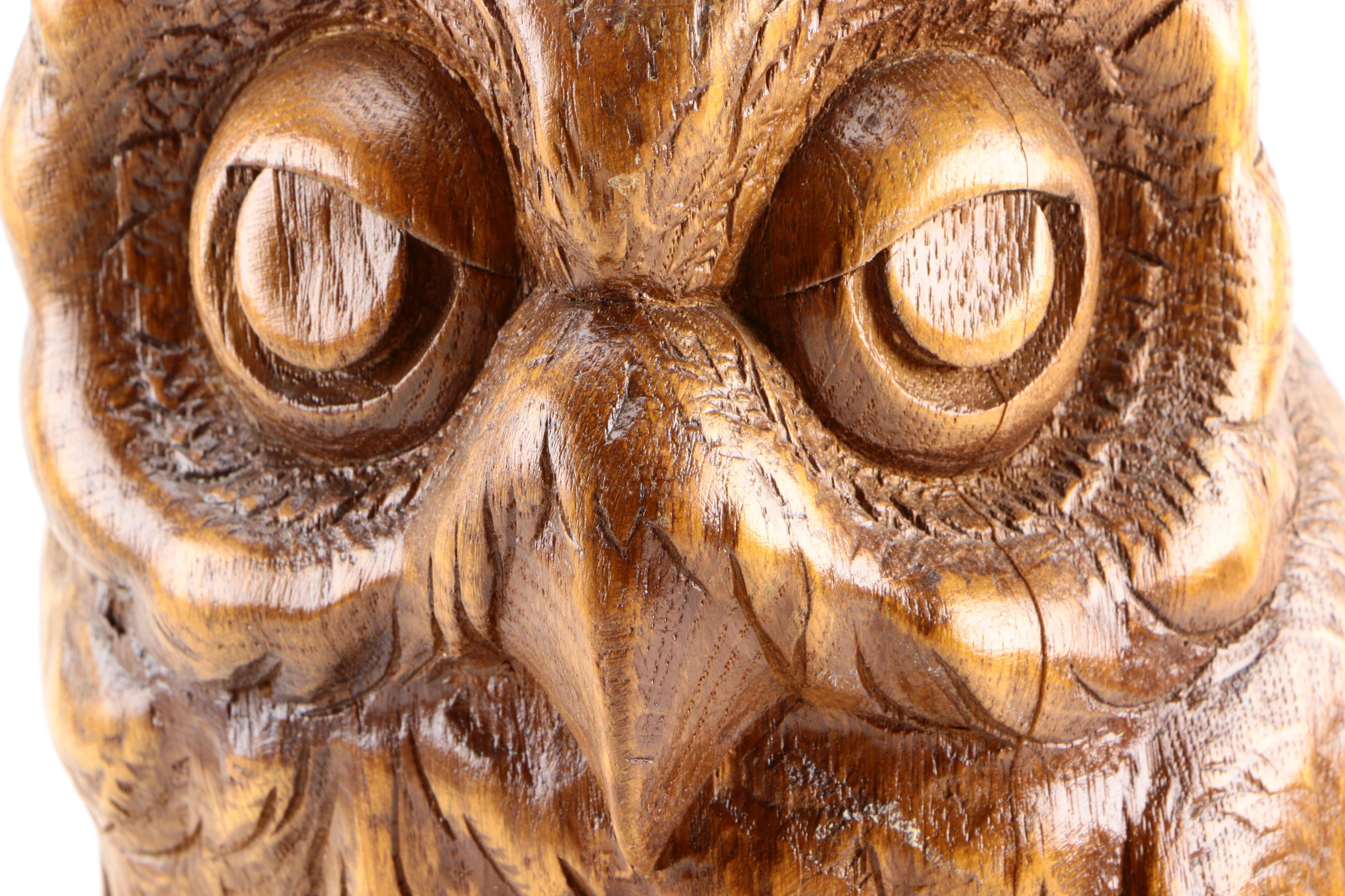 Carved Wooden Owl Sculpture