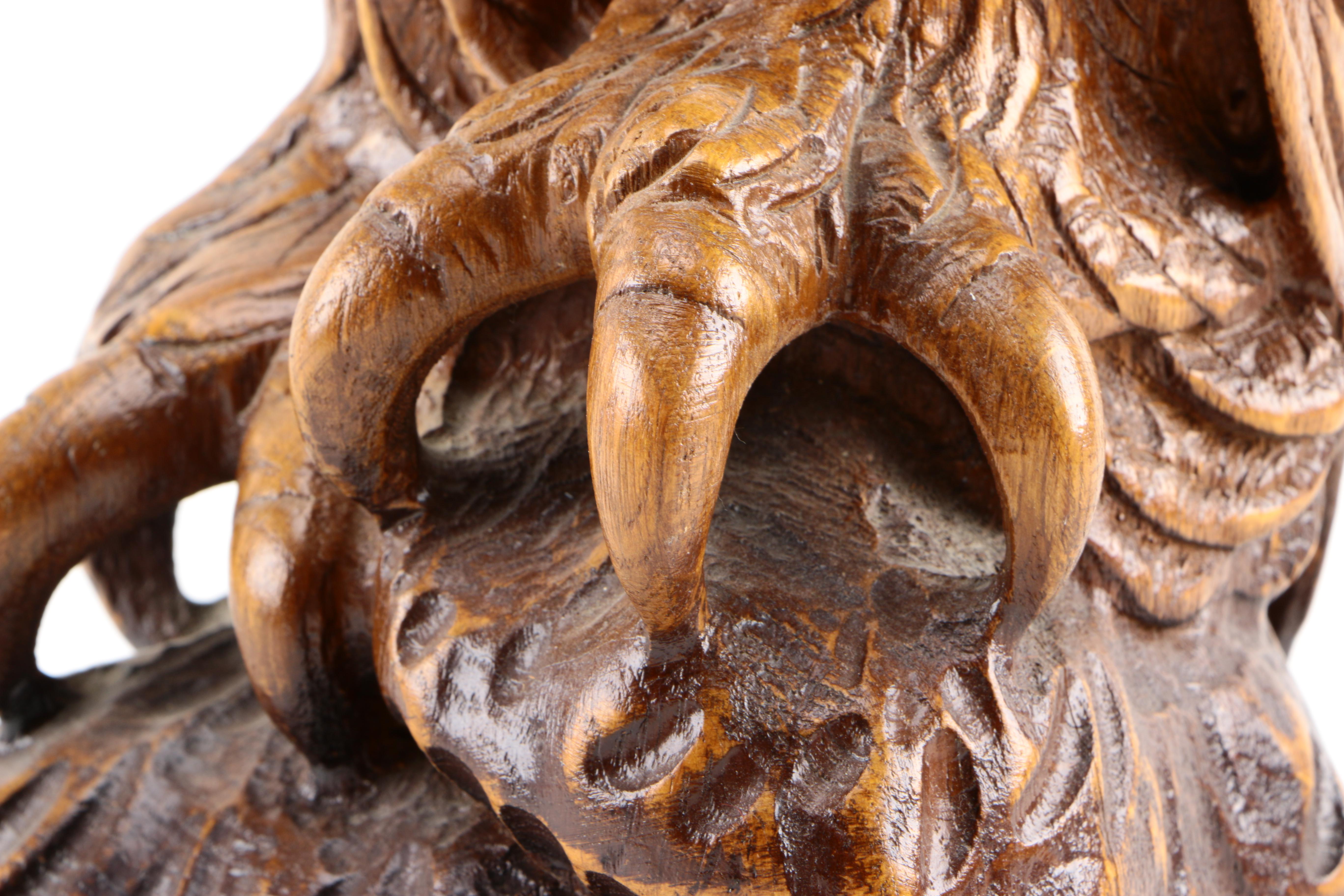 Carved Wooden Owl Sculpture