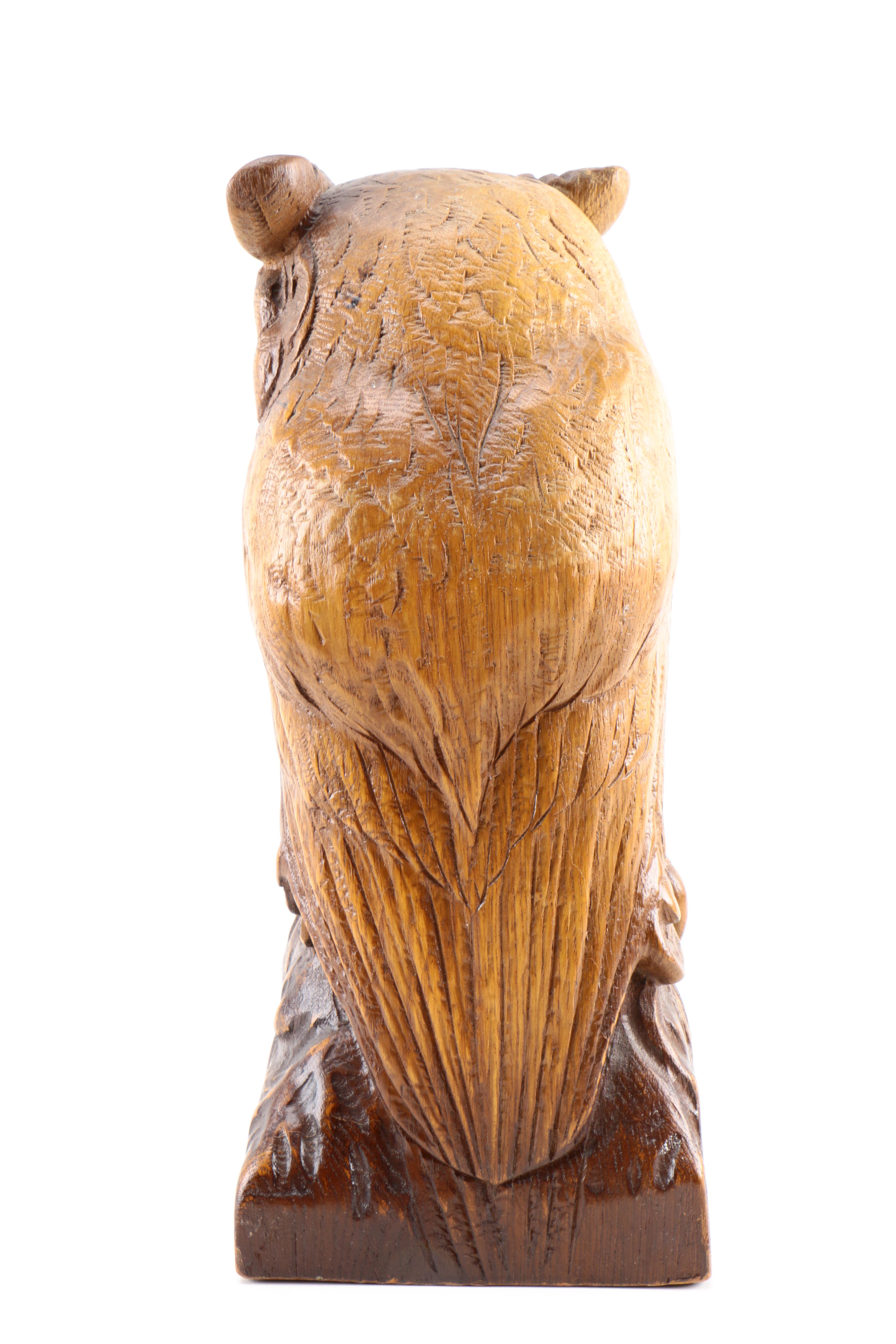 Carved Wooden Owl Sculpture