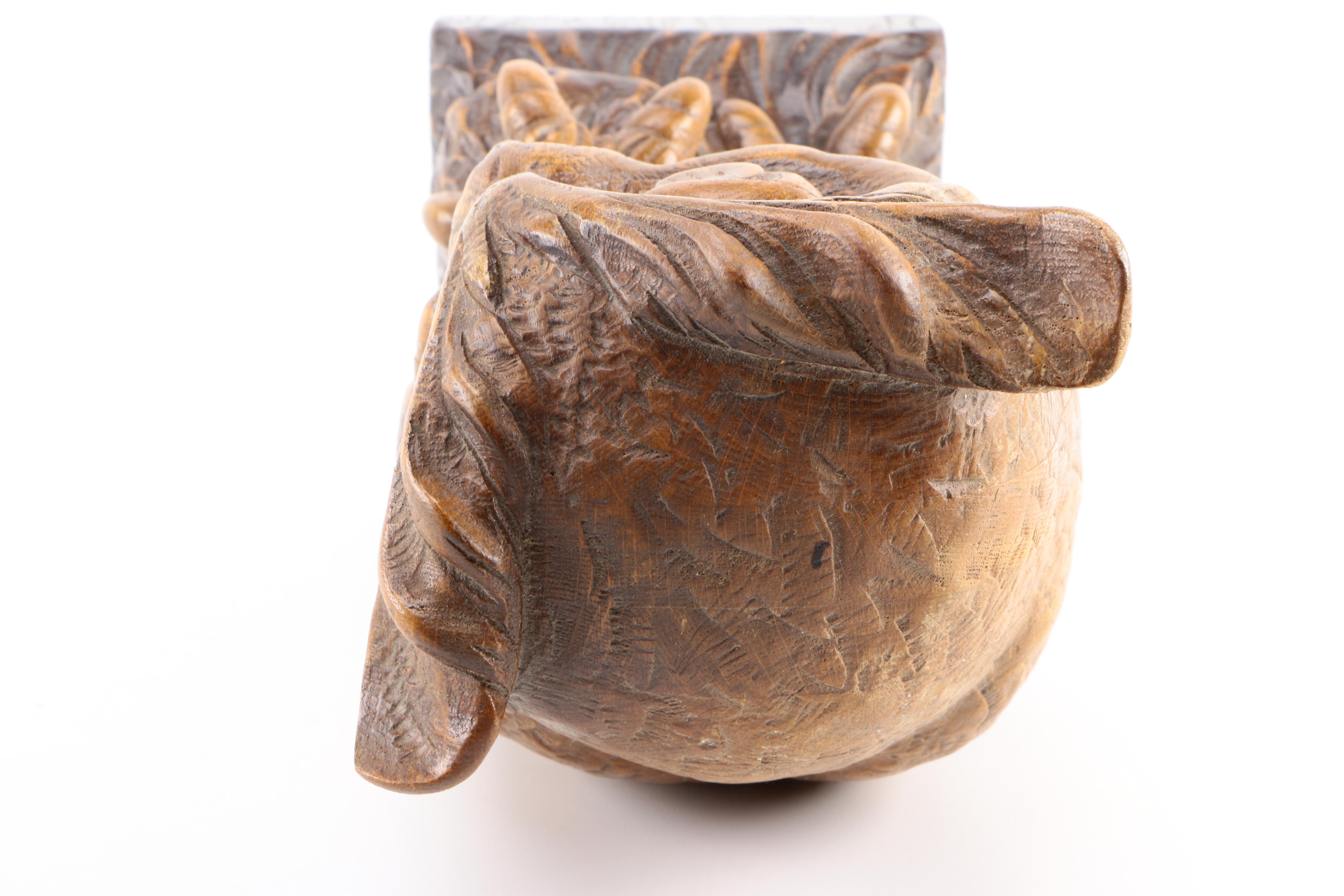 Carved Wooden Owl Sculpture