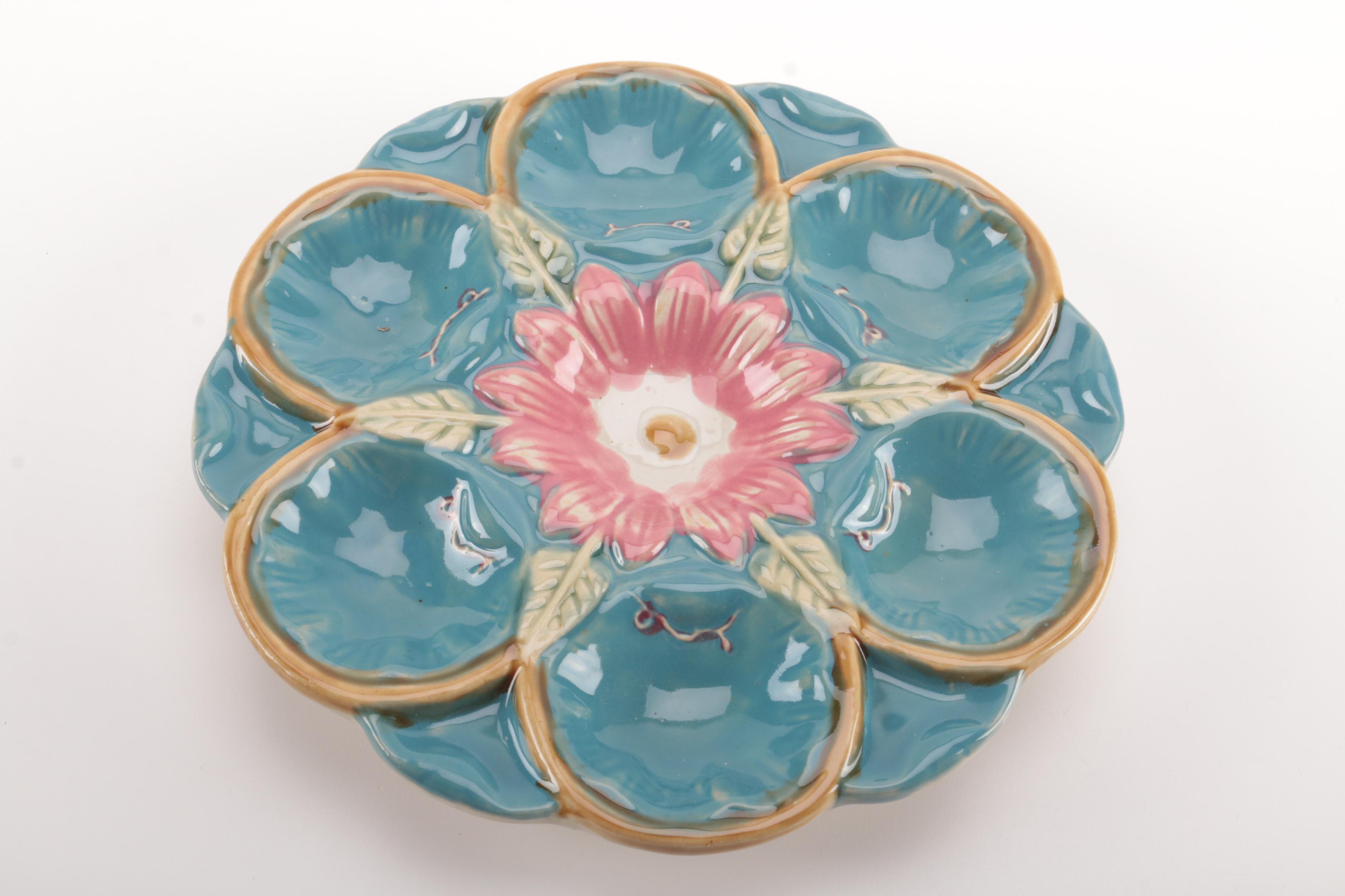 Contemporary Majolica Oyster Platter