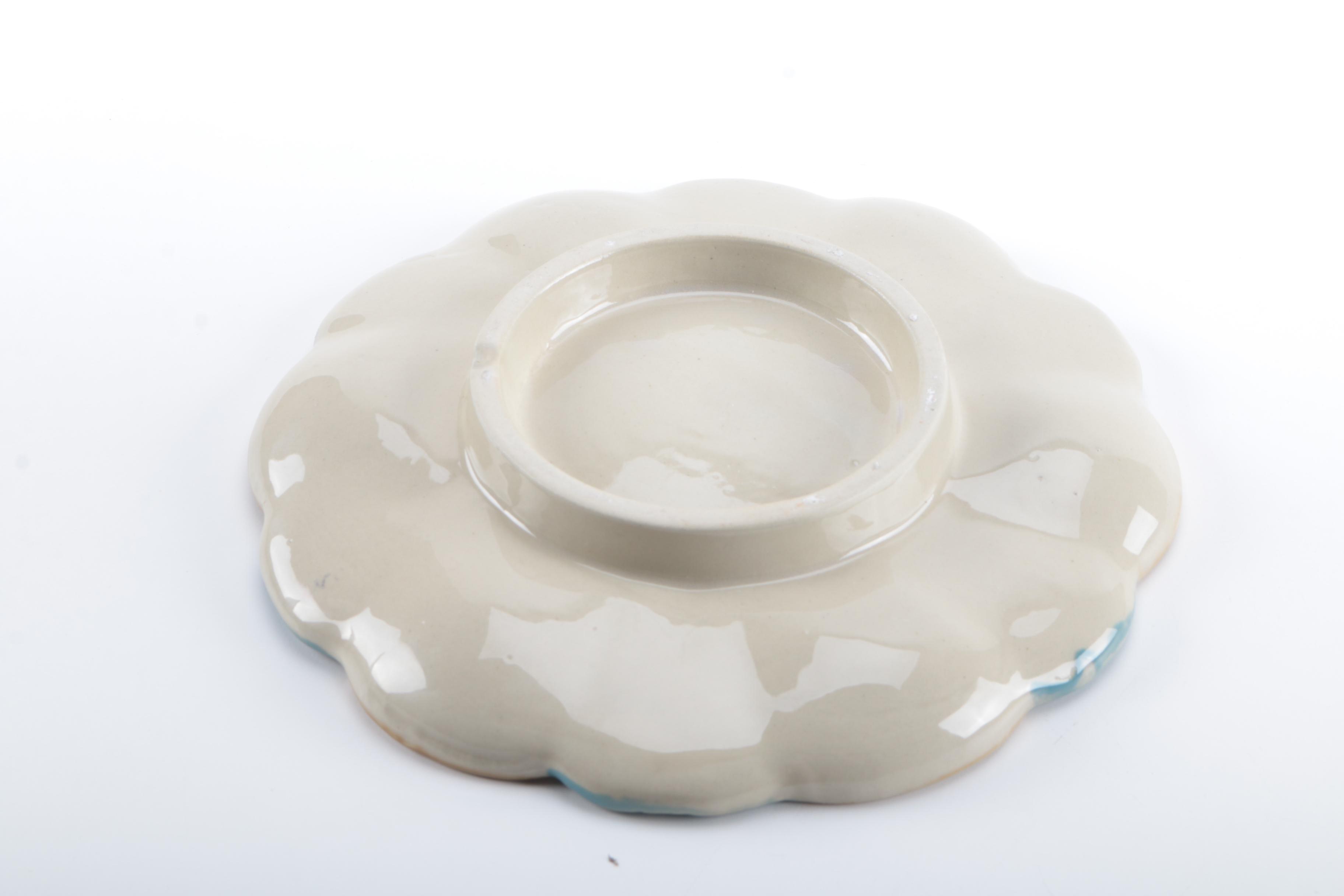 Contemporary Majolica Oyster Platter