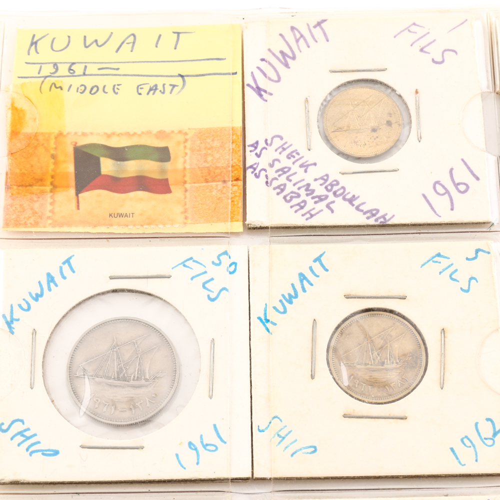 Assorted Coins From Kuwait, Laos, and Latvia