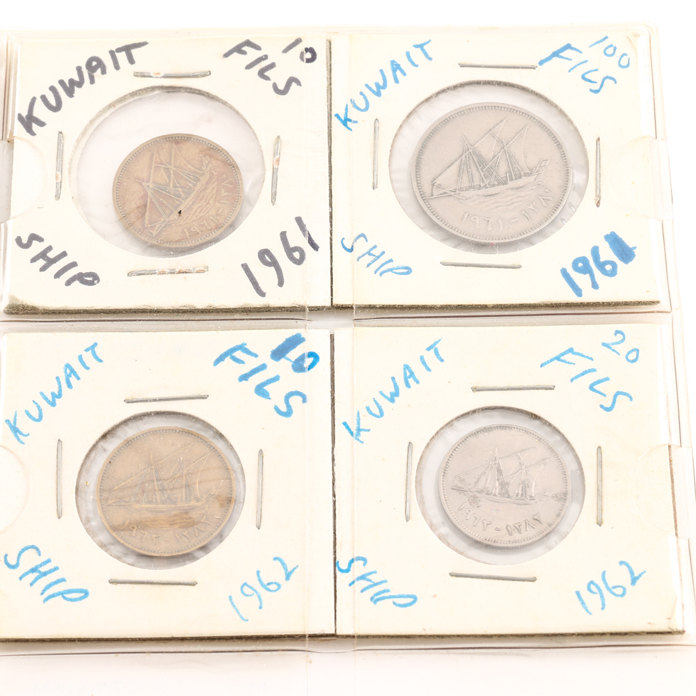 Assorted Coins From Kuwait, Laos, and Latvia