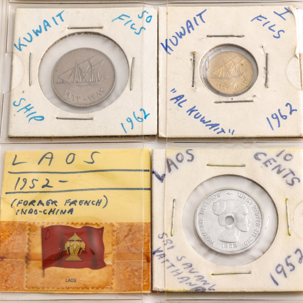 Assorted Coins From Kuwait, Laos, and Latvia