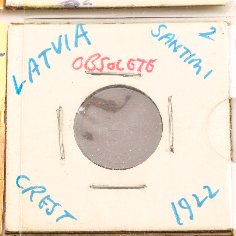 Assorted Coins From Kuwait, Laos, and Latvia