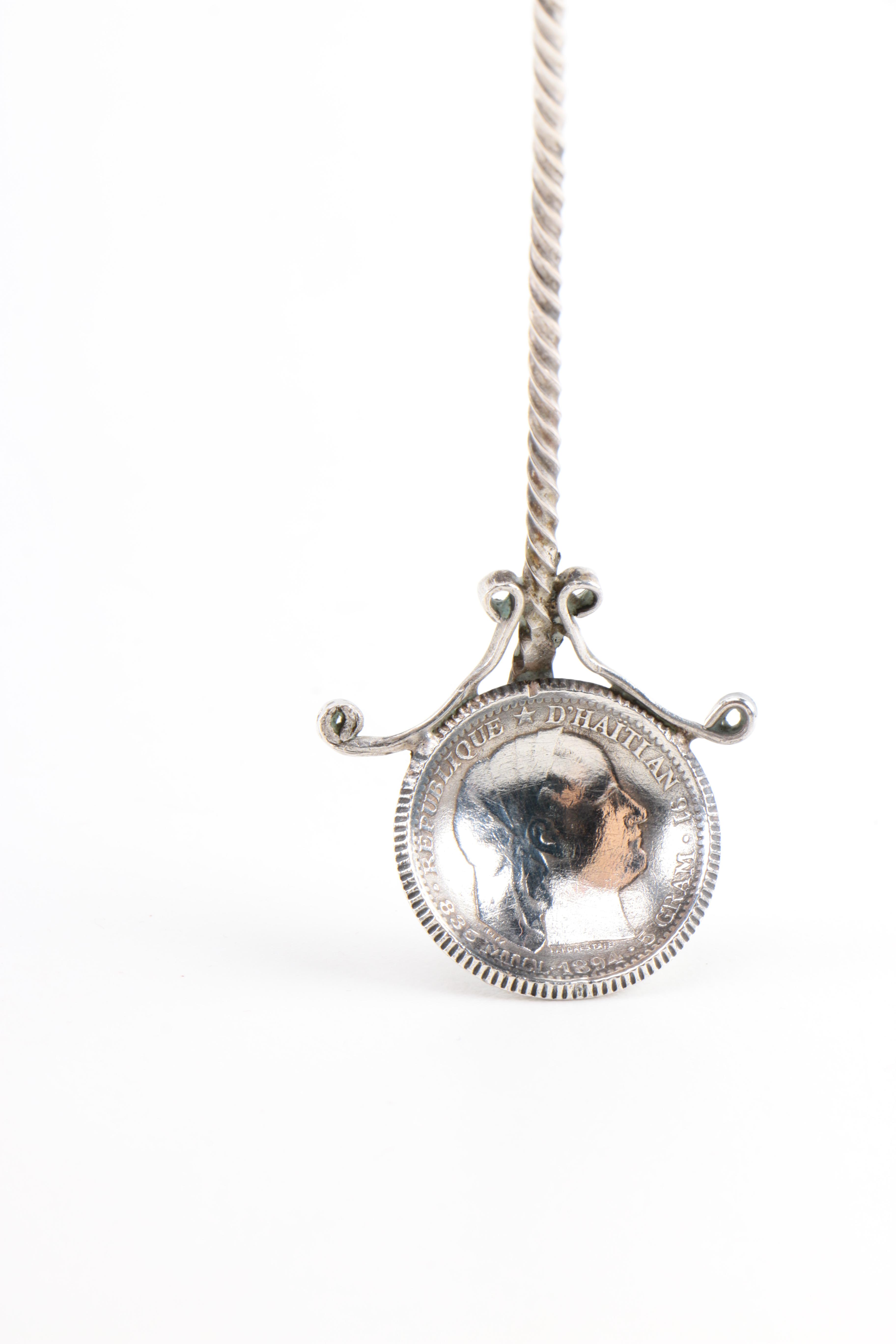 Sterling Silver Long Handled Spoons With Haitian Currency Bowls