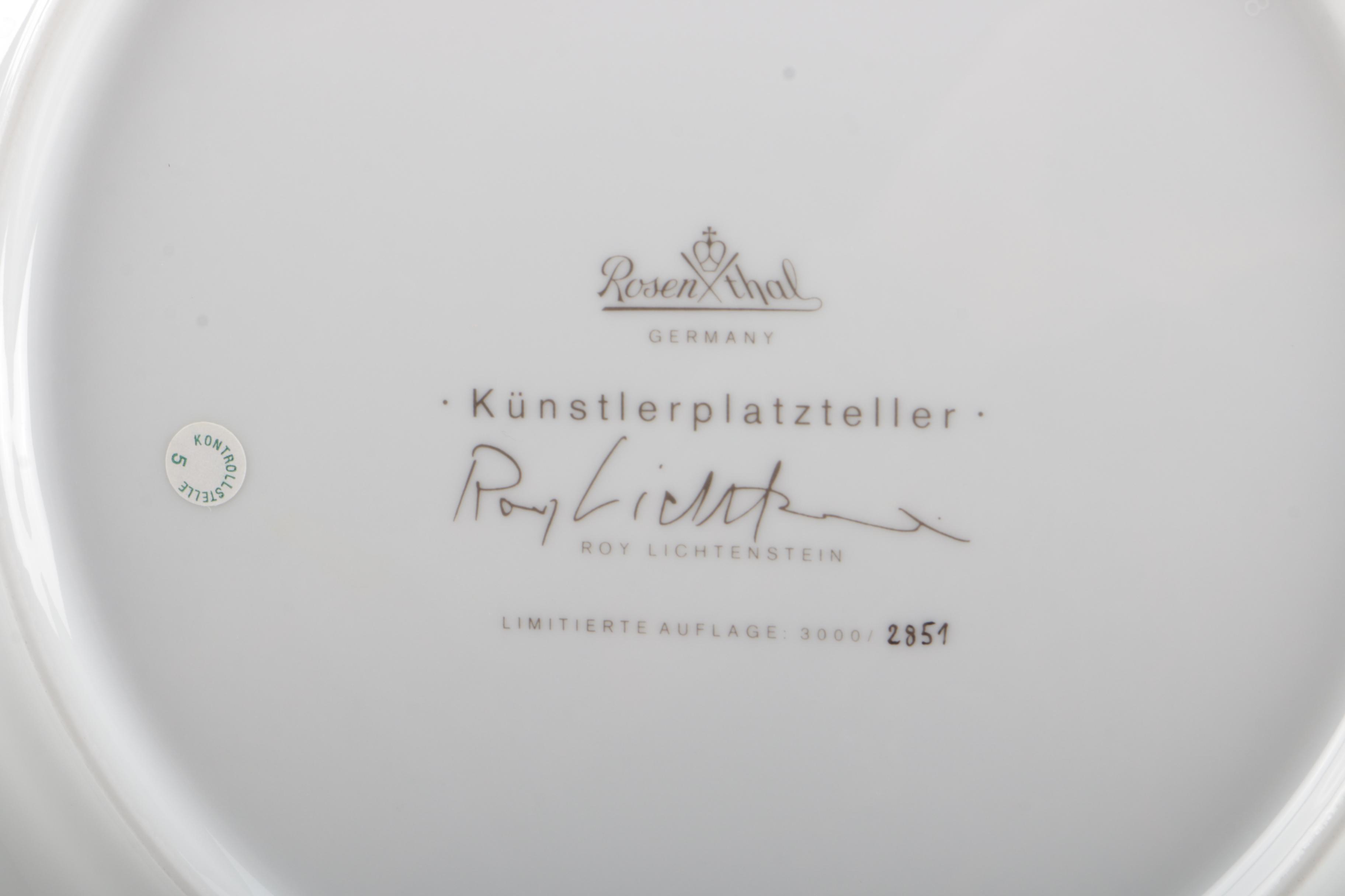 Roy Lichtenstein Limited Edition Rosenthal Plate