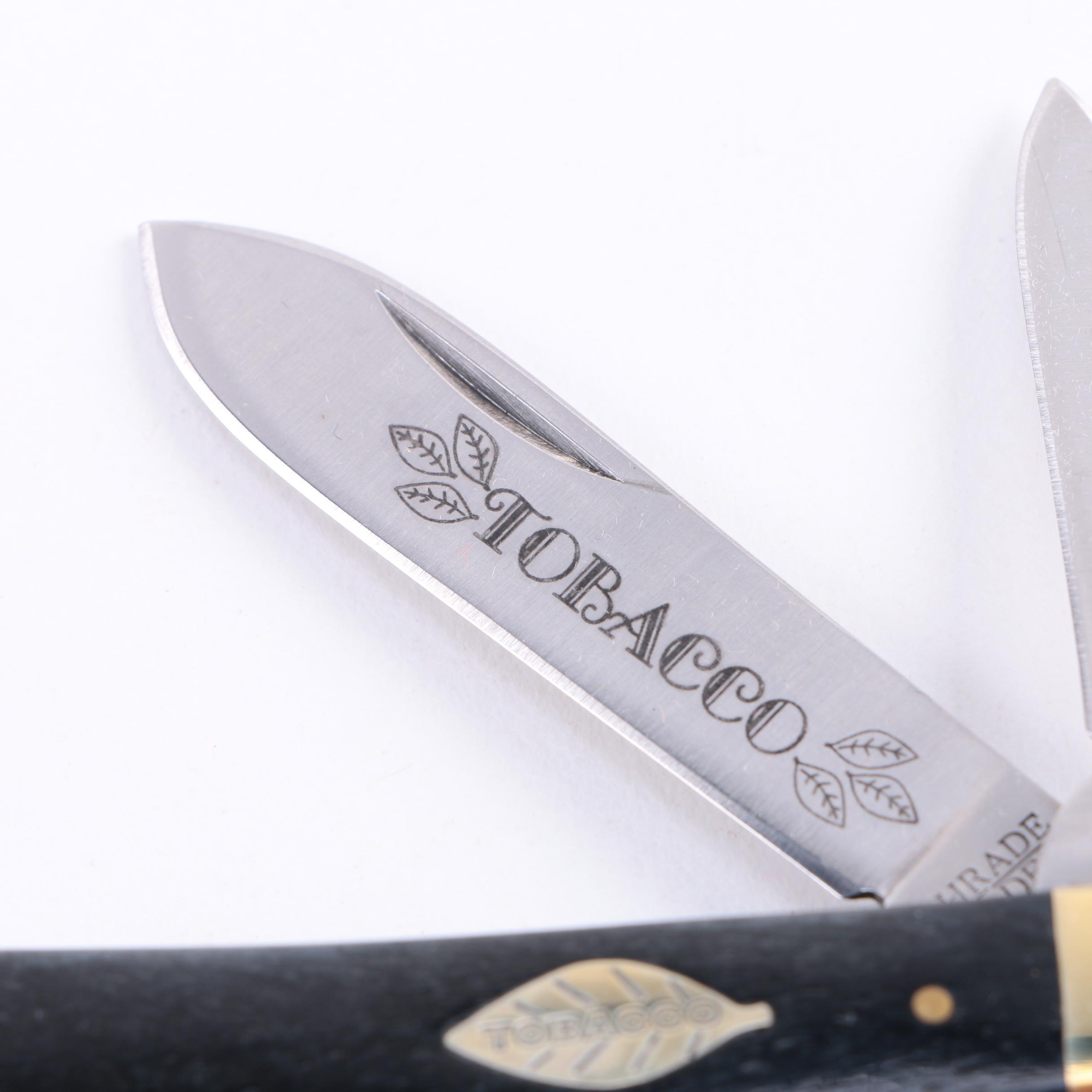 Schrade "Tobacco" Dual Blade Pocket Knife and Cigar Box Shaped Case