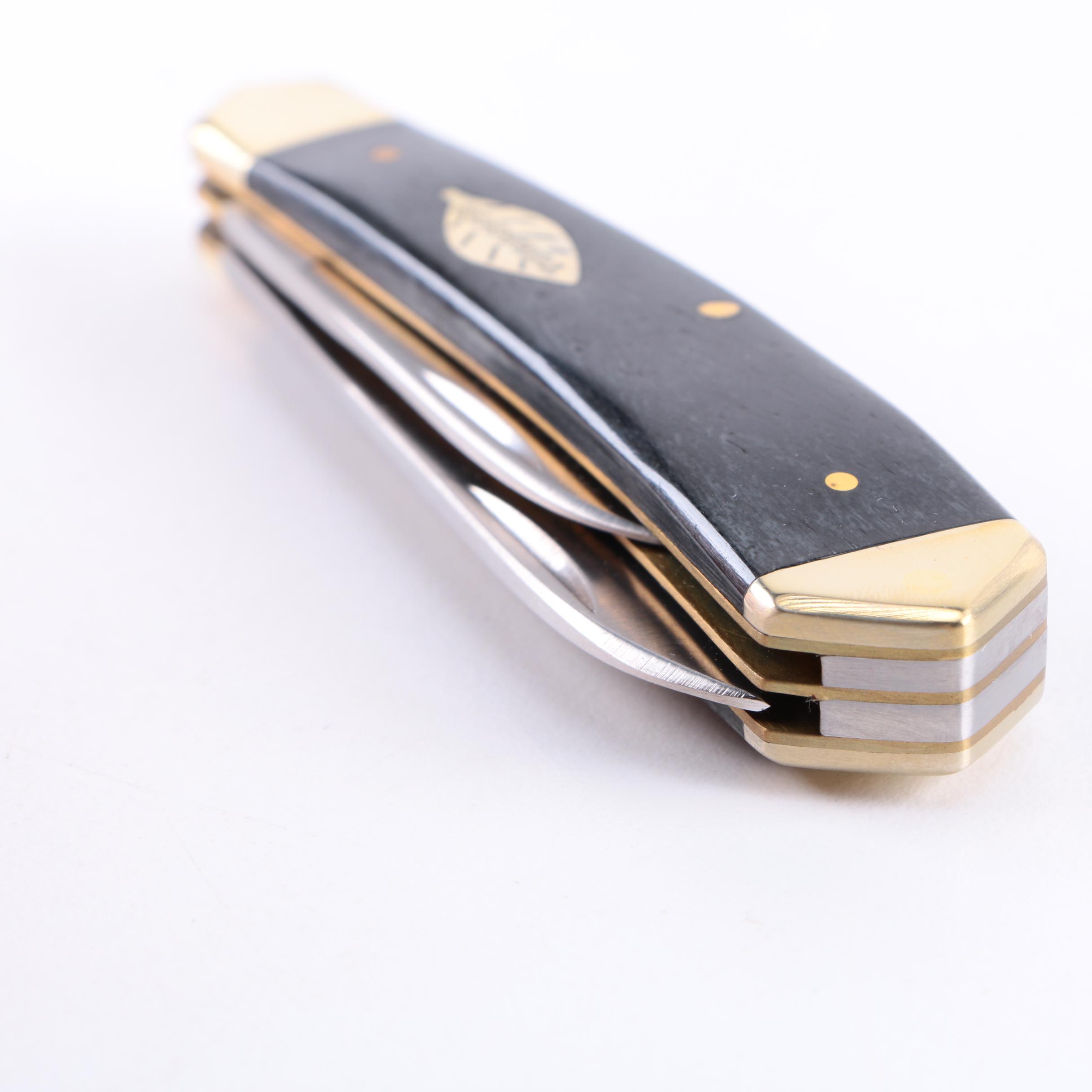 Schrade "Tobacco" Dual Blade Pocket Knife and Cigar Box Shaped Case