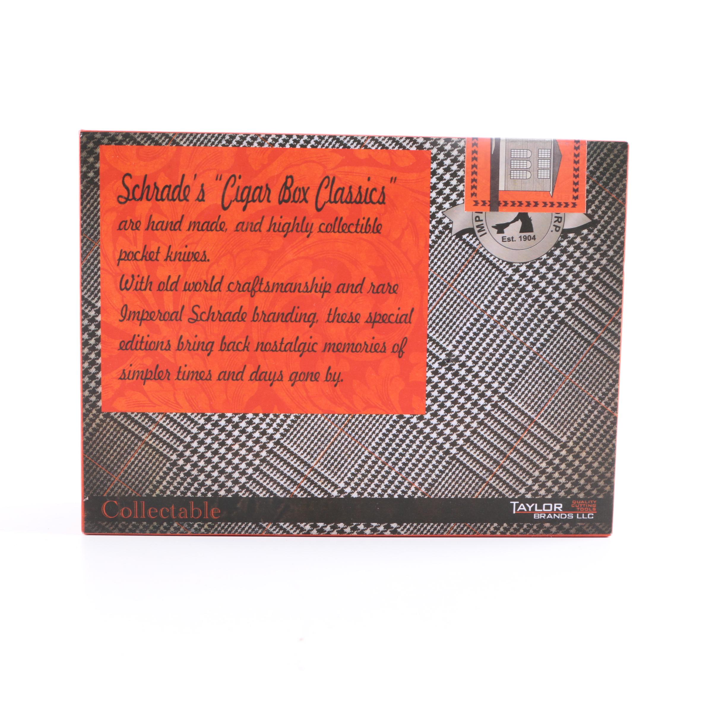 Schrade "Tobacco" Dual Blade Pocket Knife and Cigar Box Shaped Case