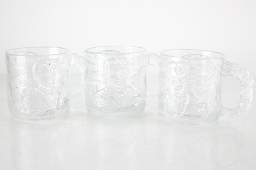 McDonalds Themed Glassware, Including Batman Forever and Flintstones Mugs