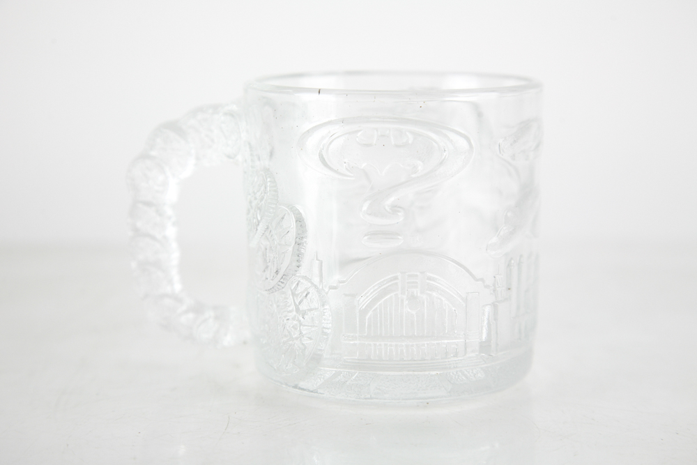 McDonalds Themed Glassware, Including Batman Forever and Flintstones Mugs