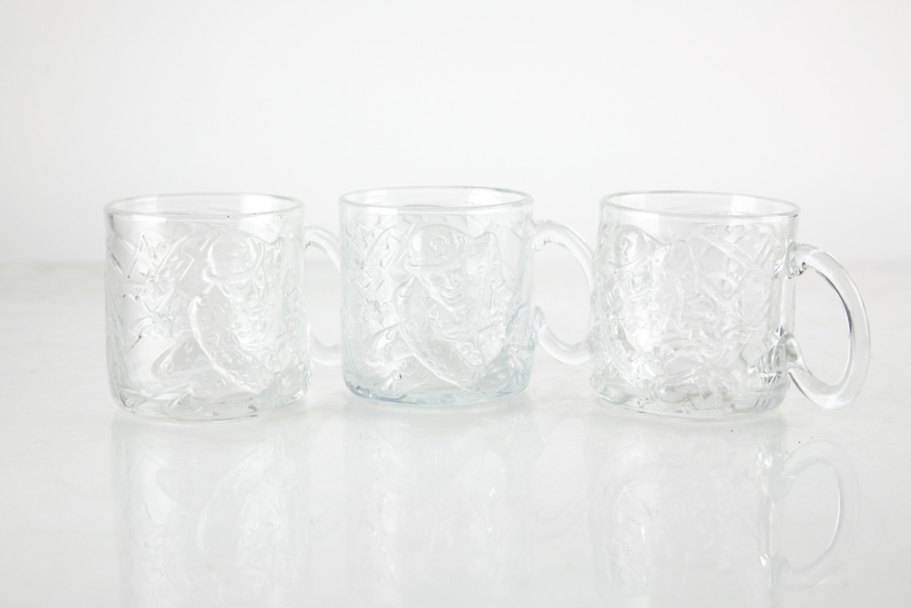 McDonalds Themed Glassware, Including Batman Forever and Flintstones Mugs