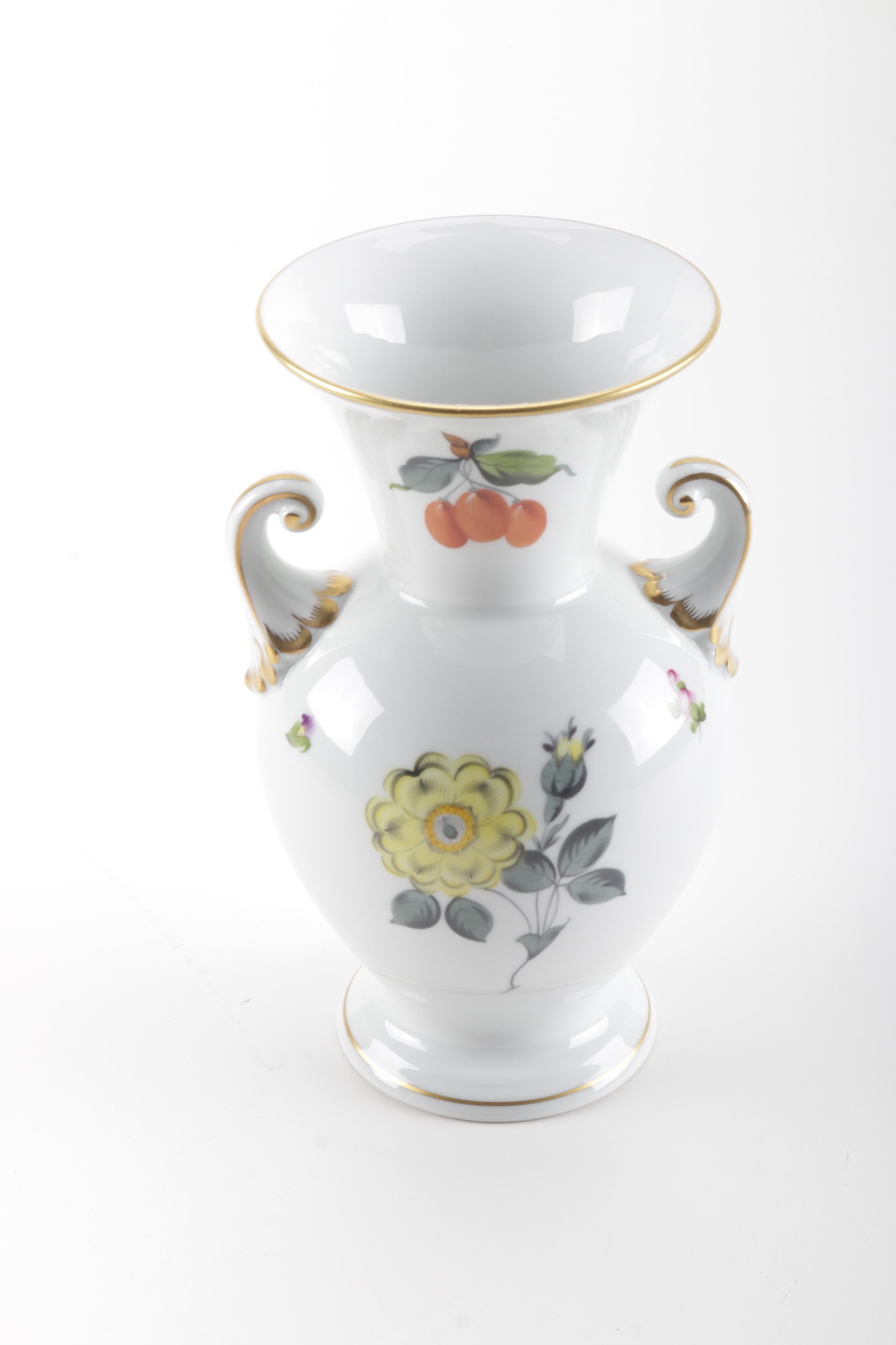 Herend Hungary Hand-Painted Porcelain Vase