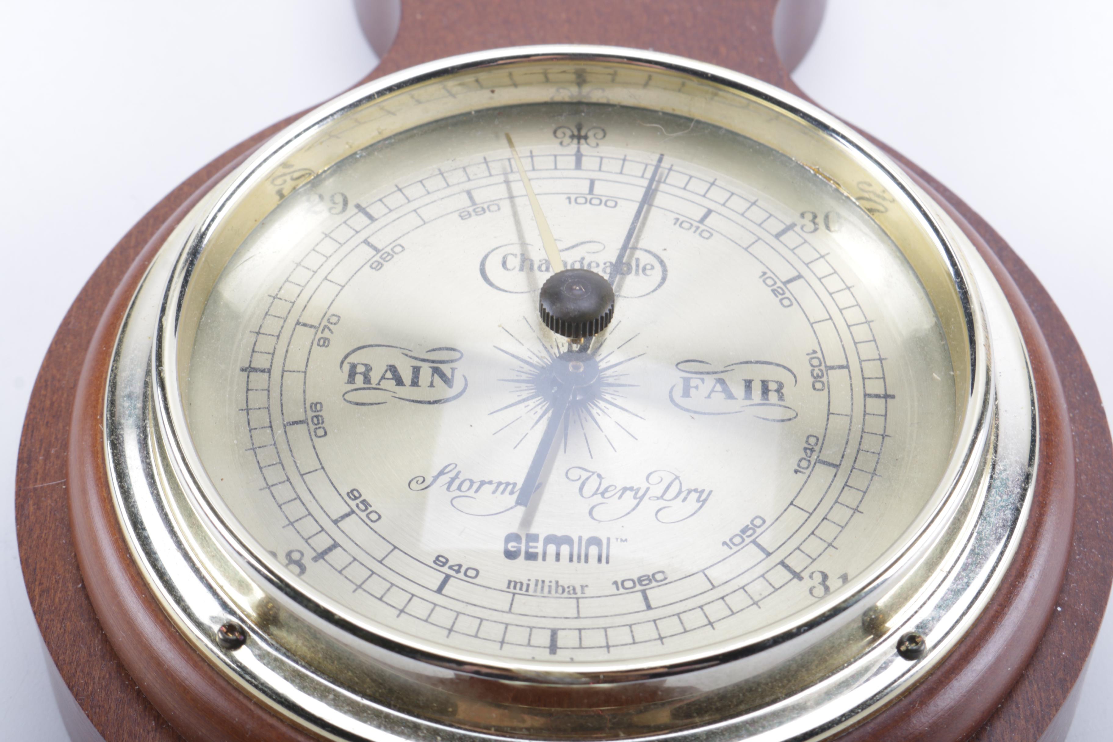 Wooden Barometer and Thermometer