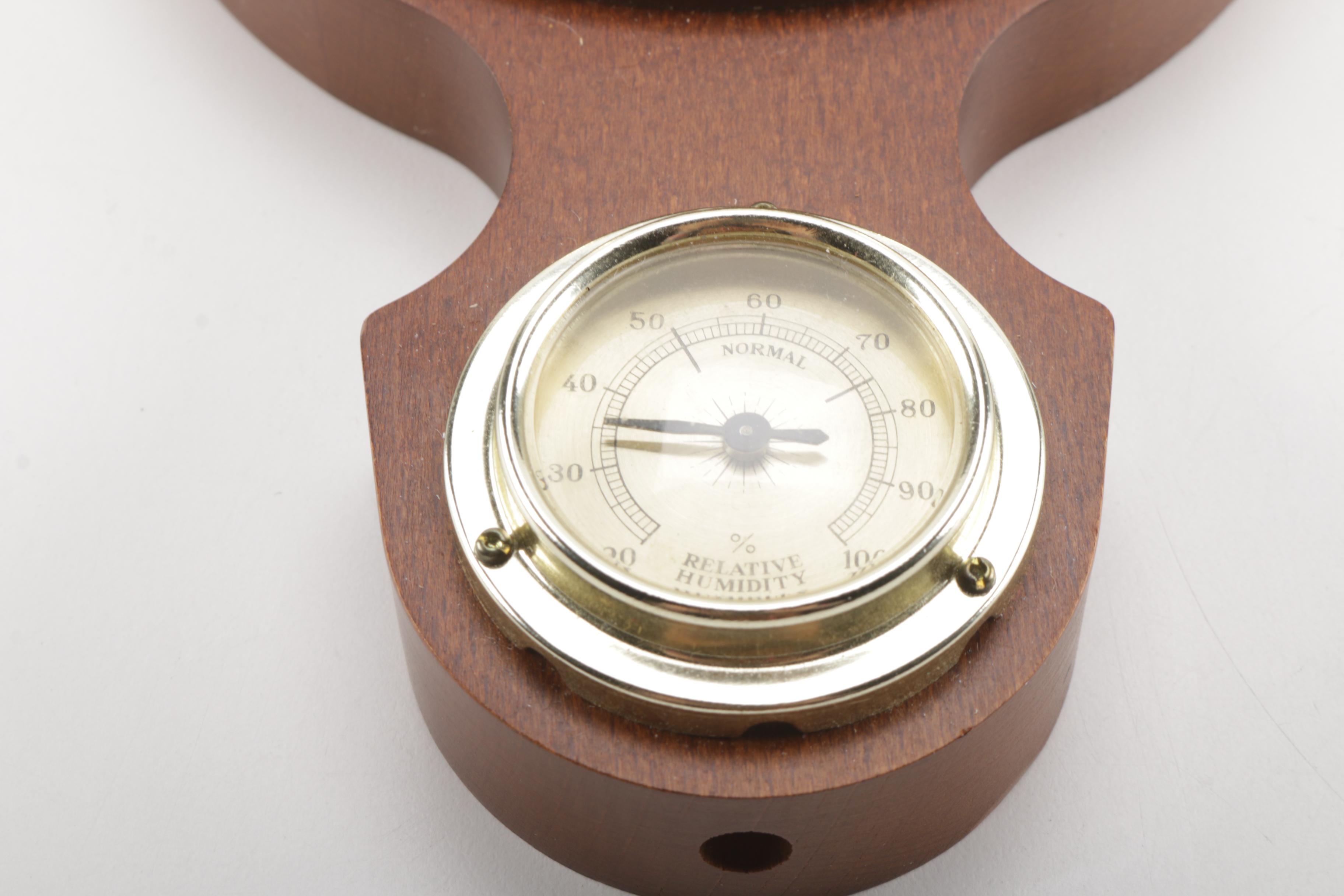 Wooden Barometer and Thermometer