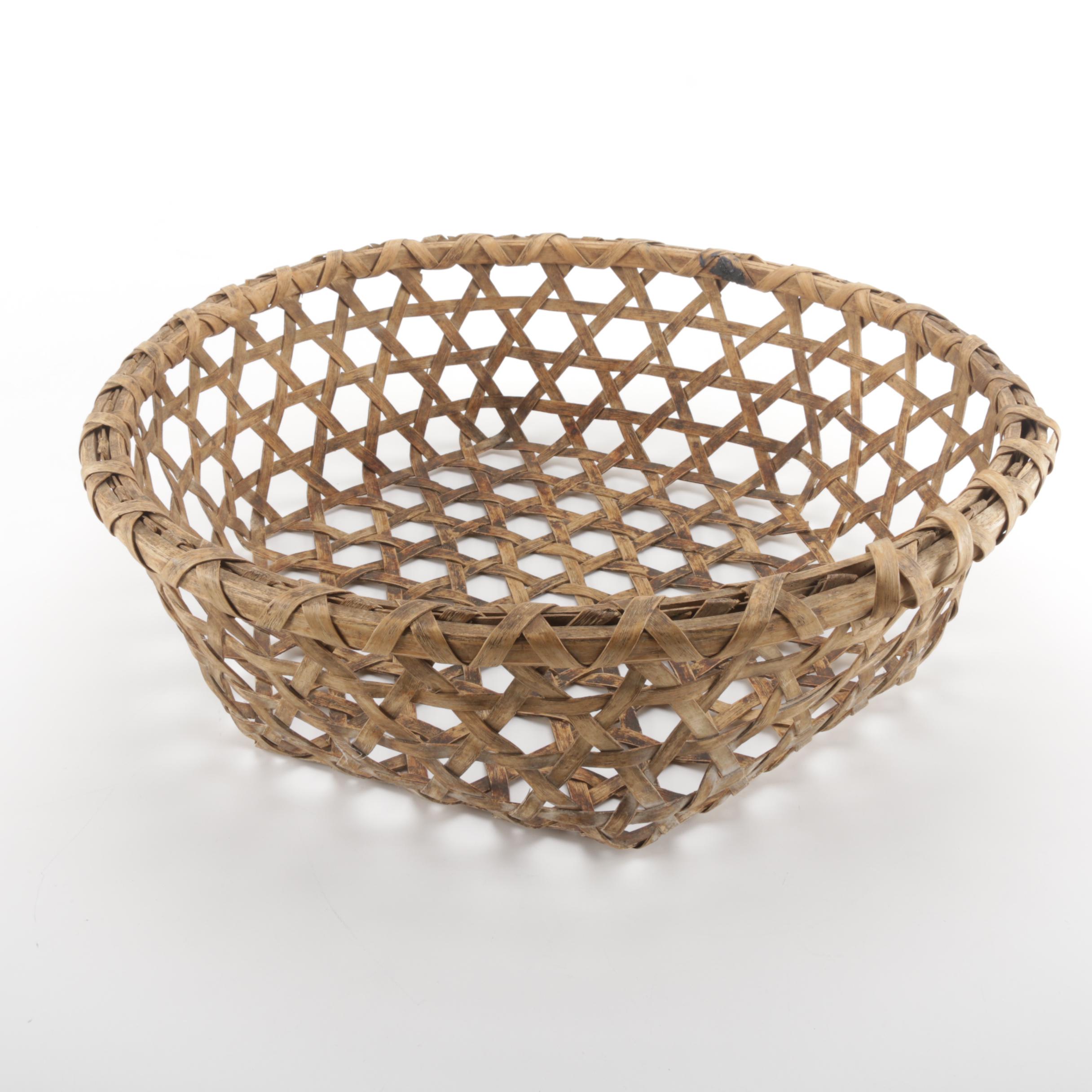 Hand-Woven Brown Wicker Basket