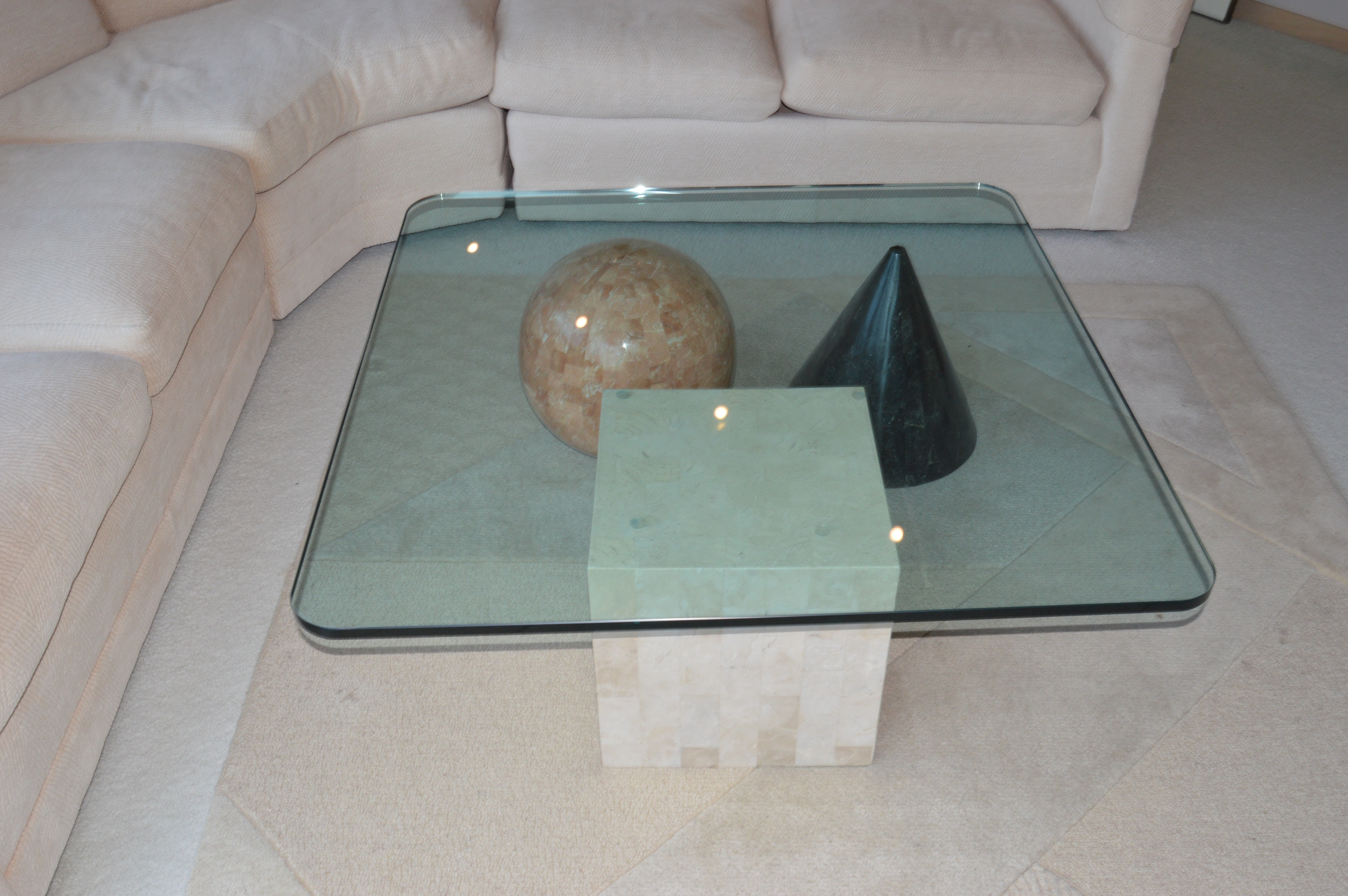 Modernist Marble and Glass Coffee Table by Closson's