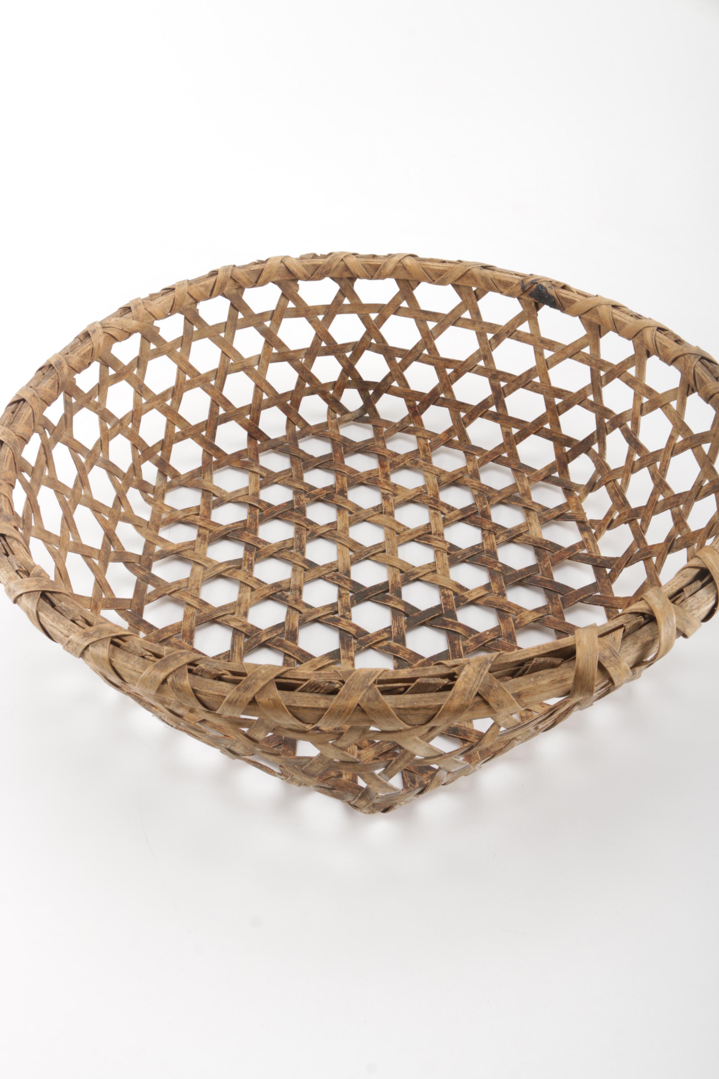 Hand-Woven Brown Wicker Basket