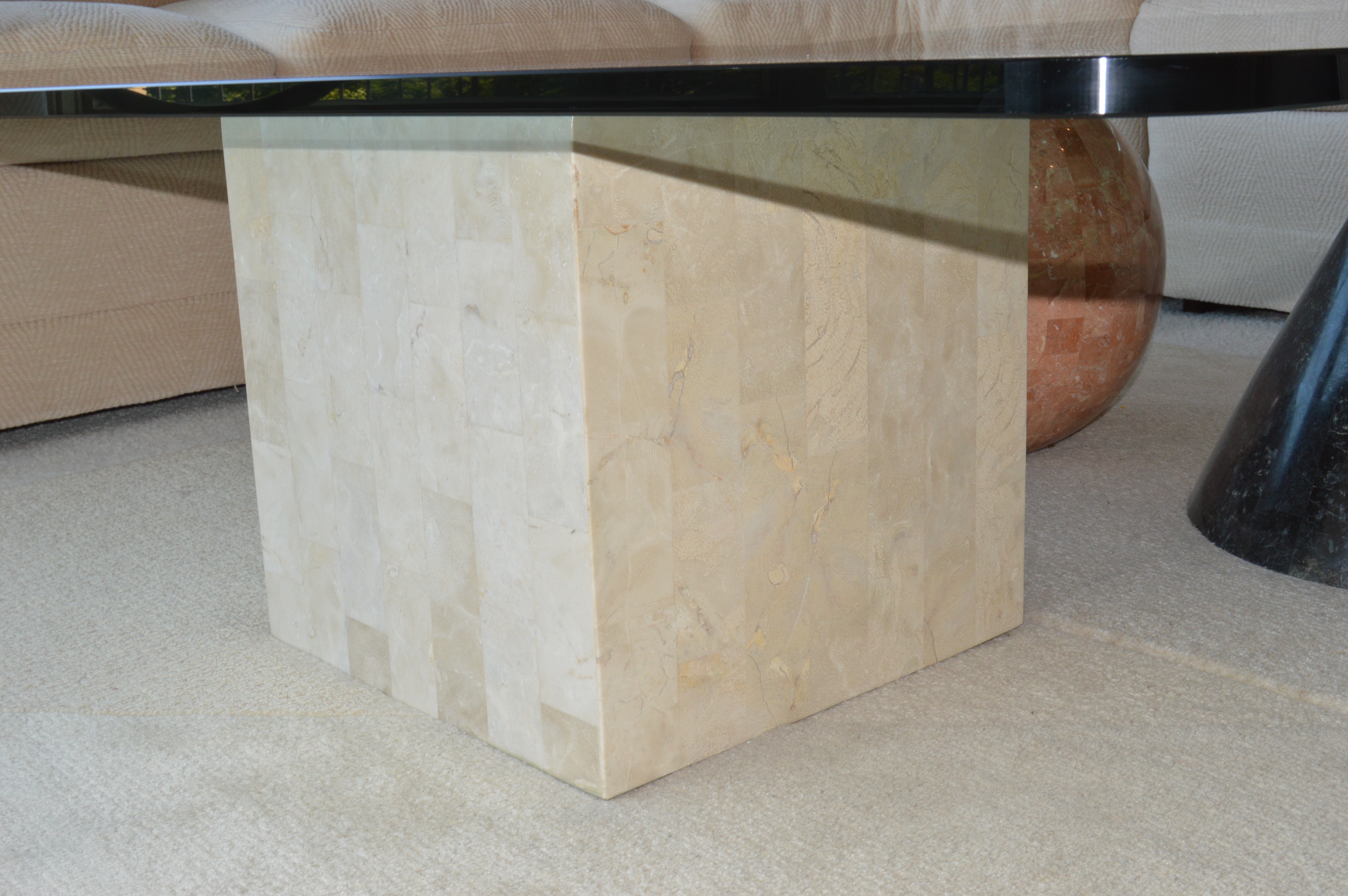 Modernist Marble and Glass Coffee Table by Closson's