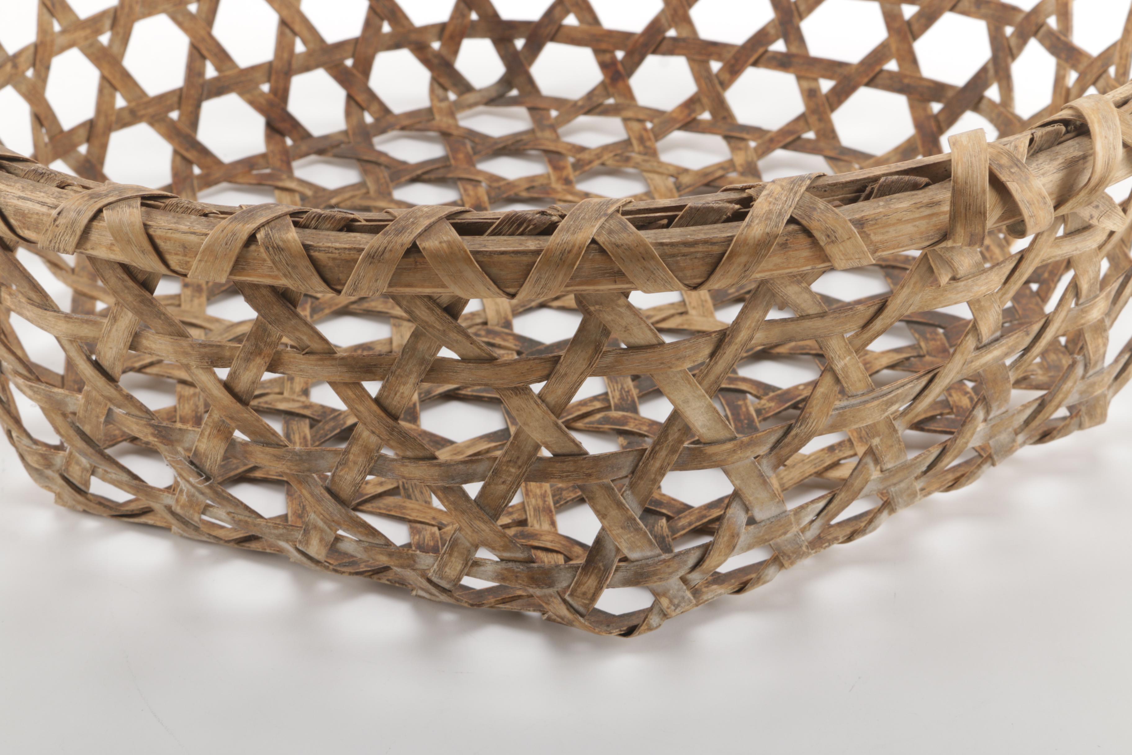 Hand-Woven Brown Wicker Basket