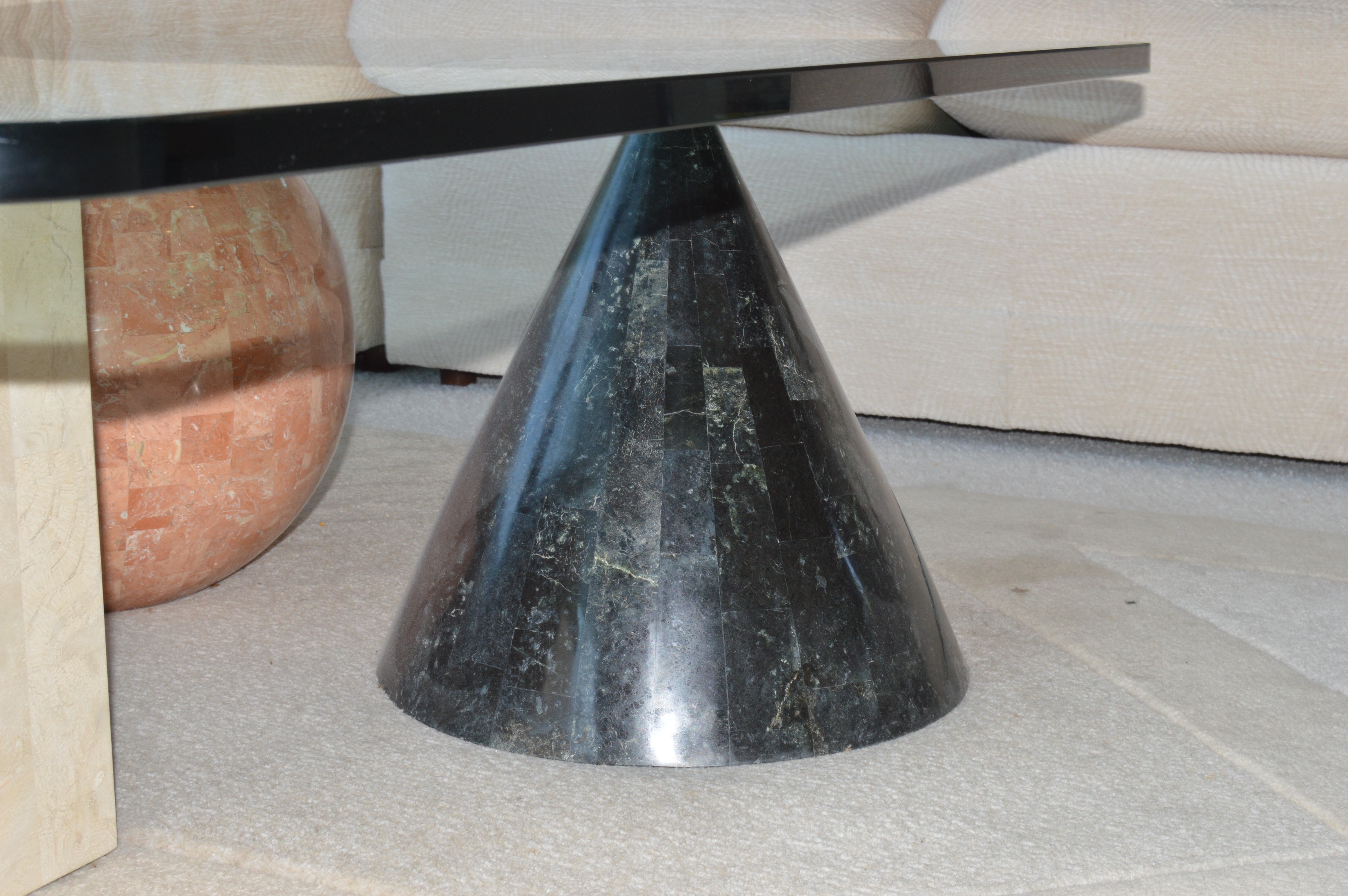 Modernist Marble and Glass Coffee Table by Closson's