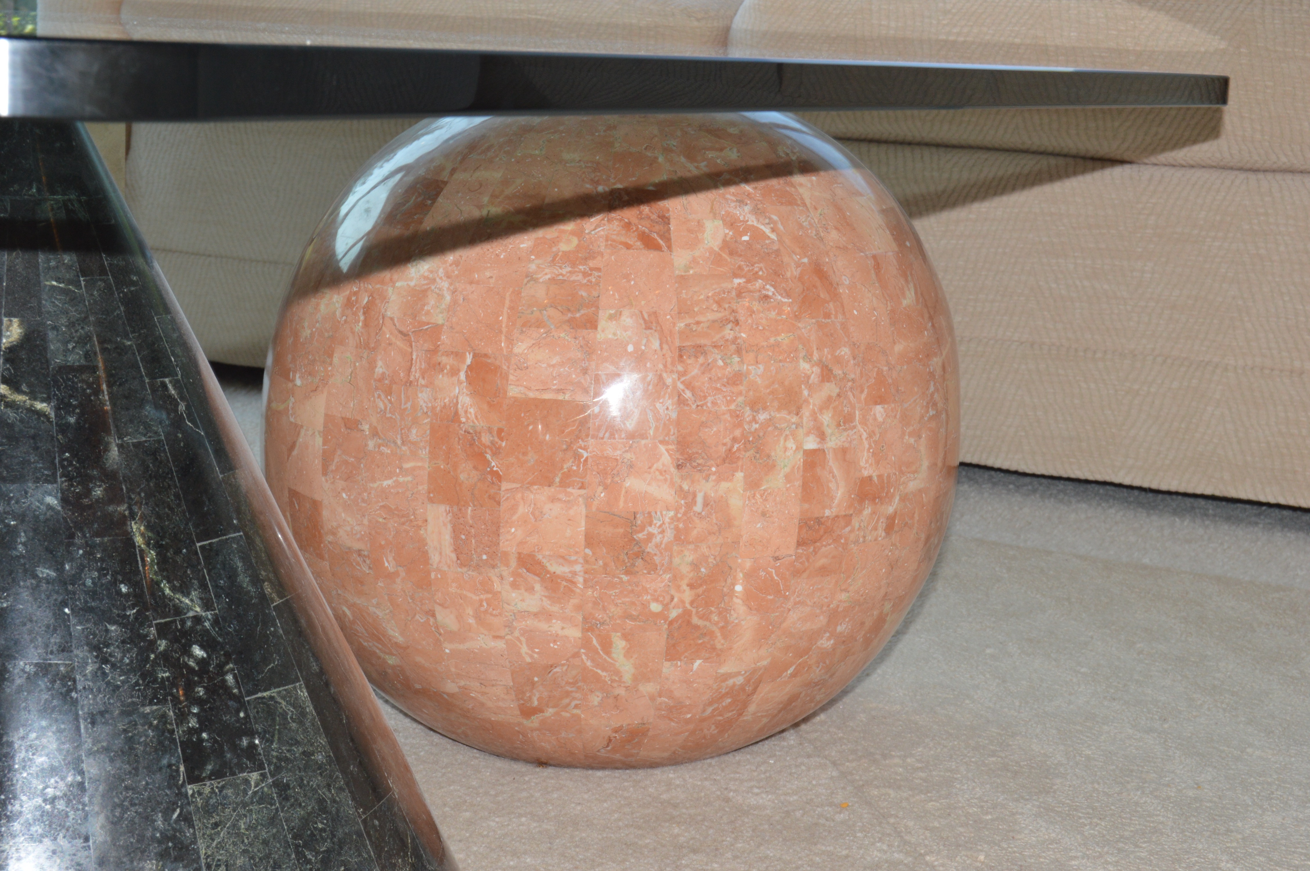 Modernist Marble and Glass Coffee Table by Closson's