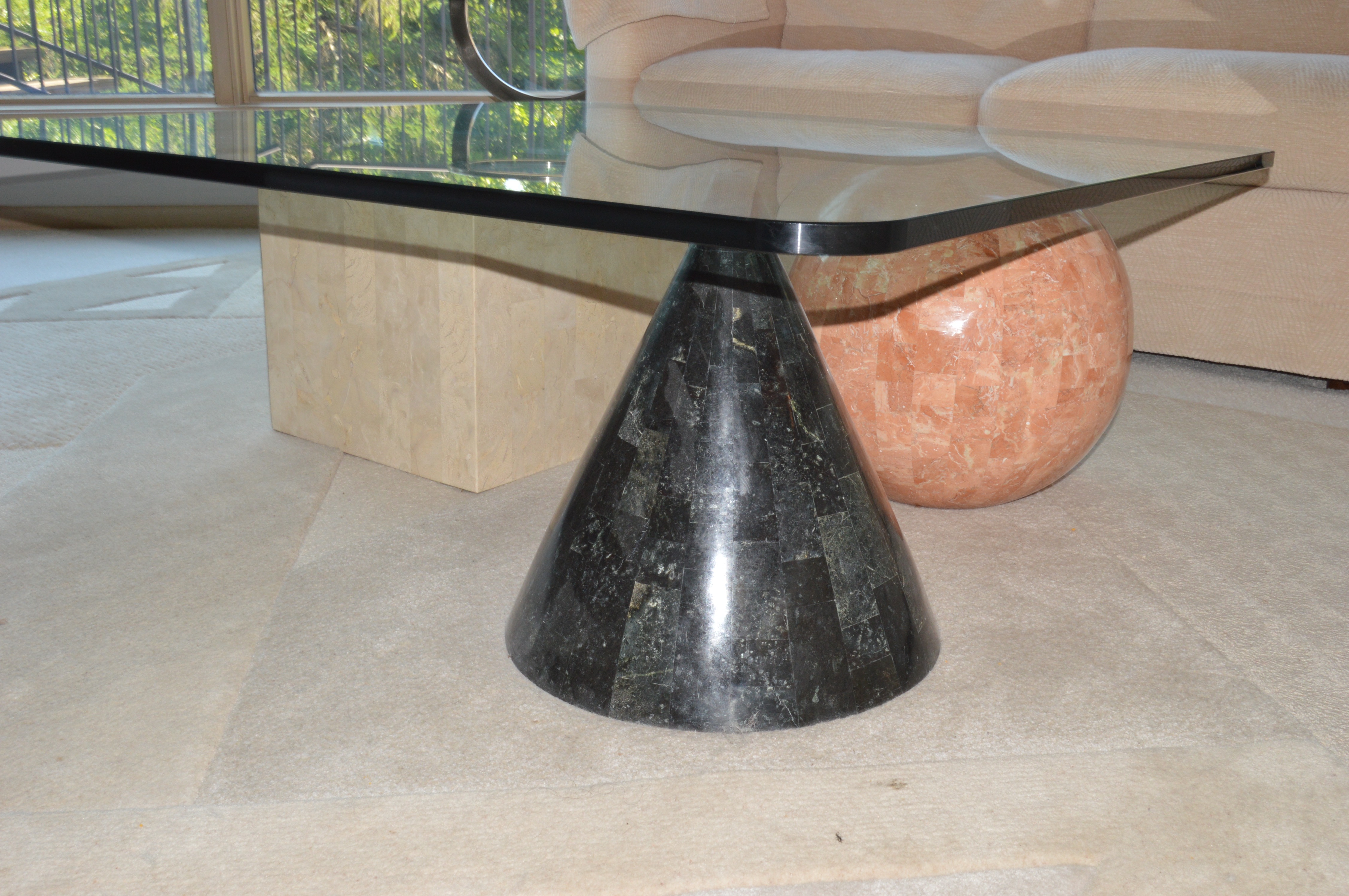 Modernist Marble and Glass Coffee Table by Closson's