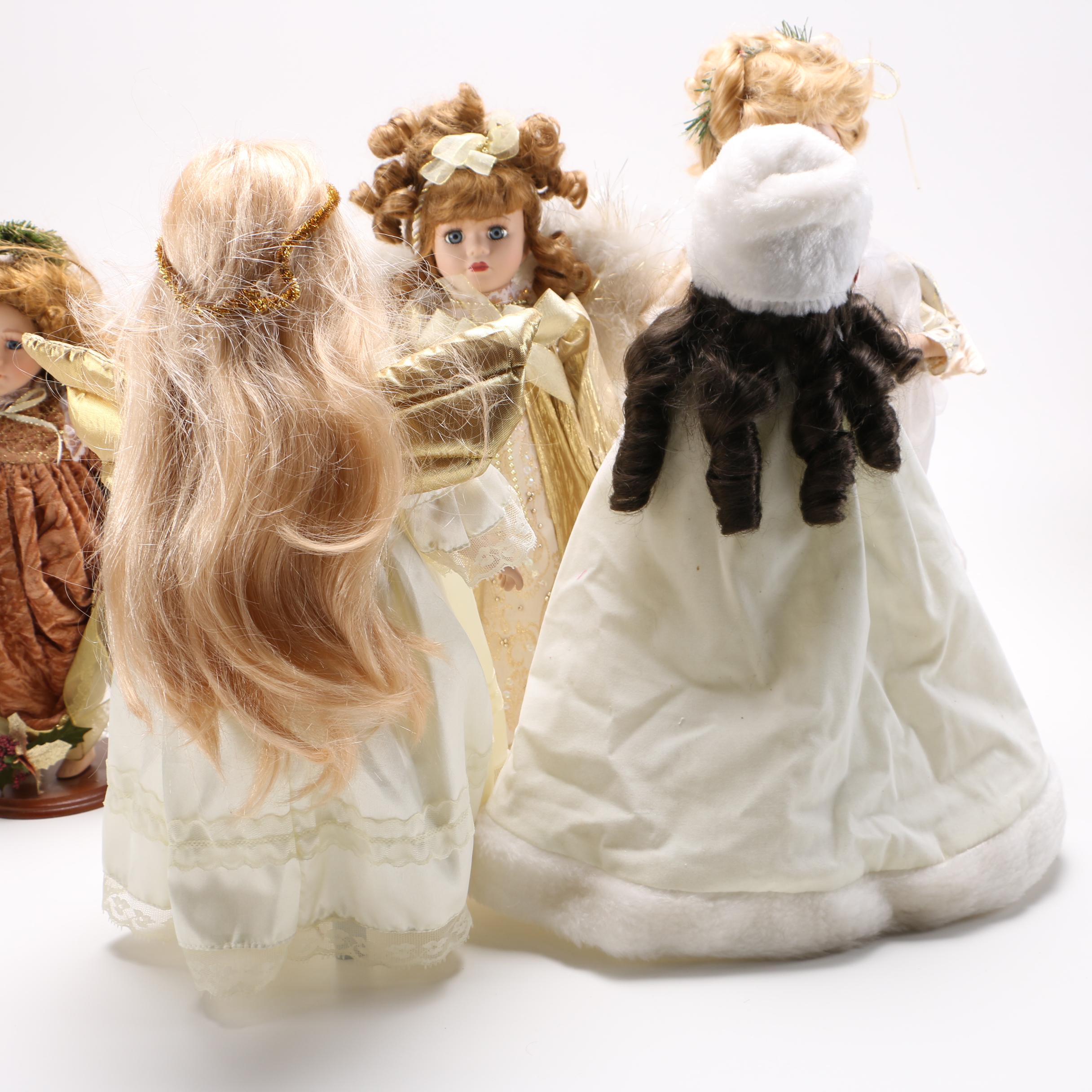 Collection of Winter Themed Porcelain Dolls