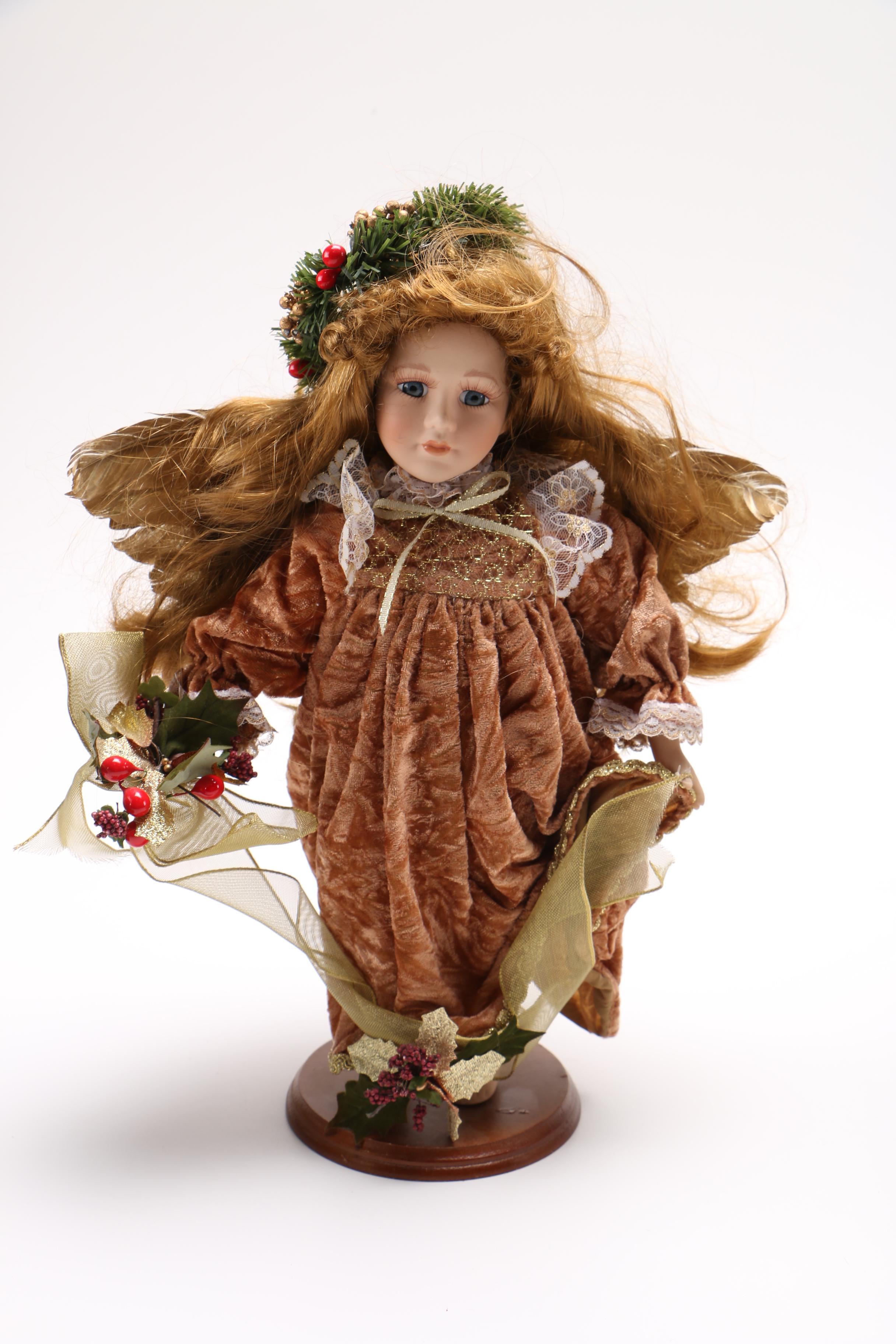 Collection of Winter Themed Porcelain Dolls