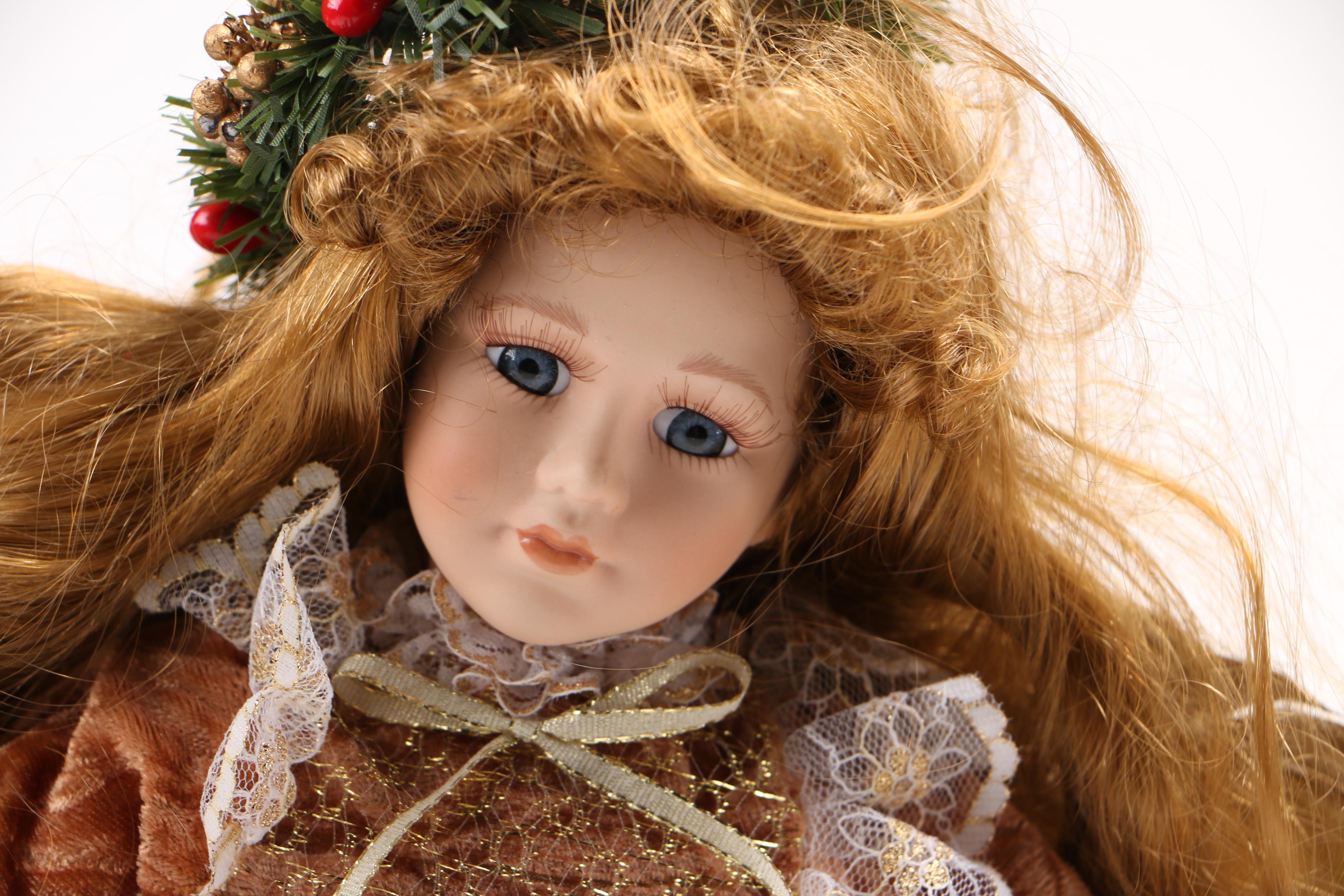 Collection of Winter Themed Porcelain Dolls