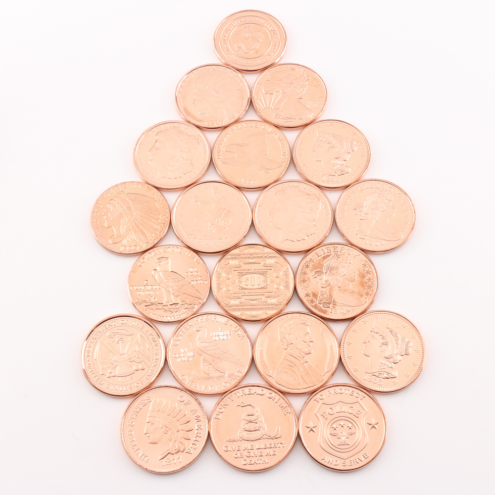 Roll of (20) 1 oz Copper Rounds