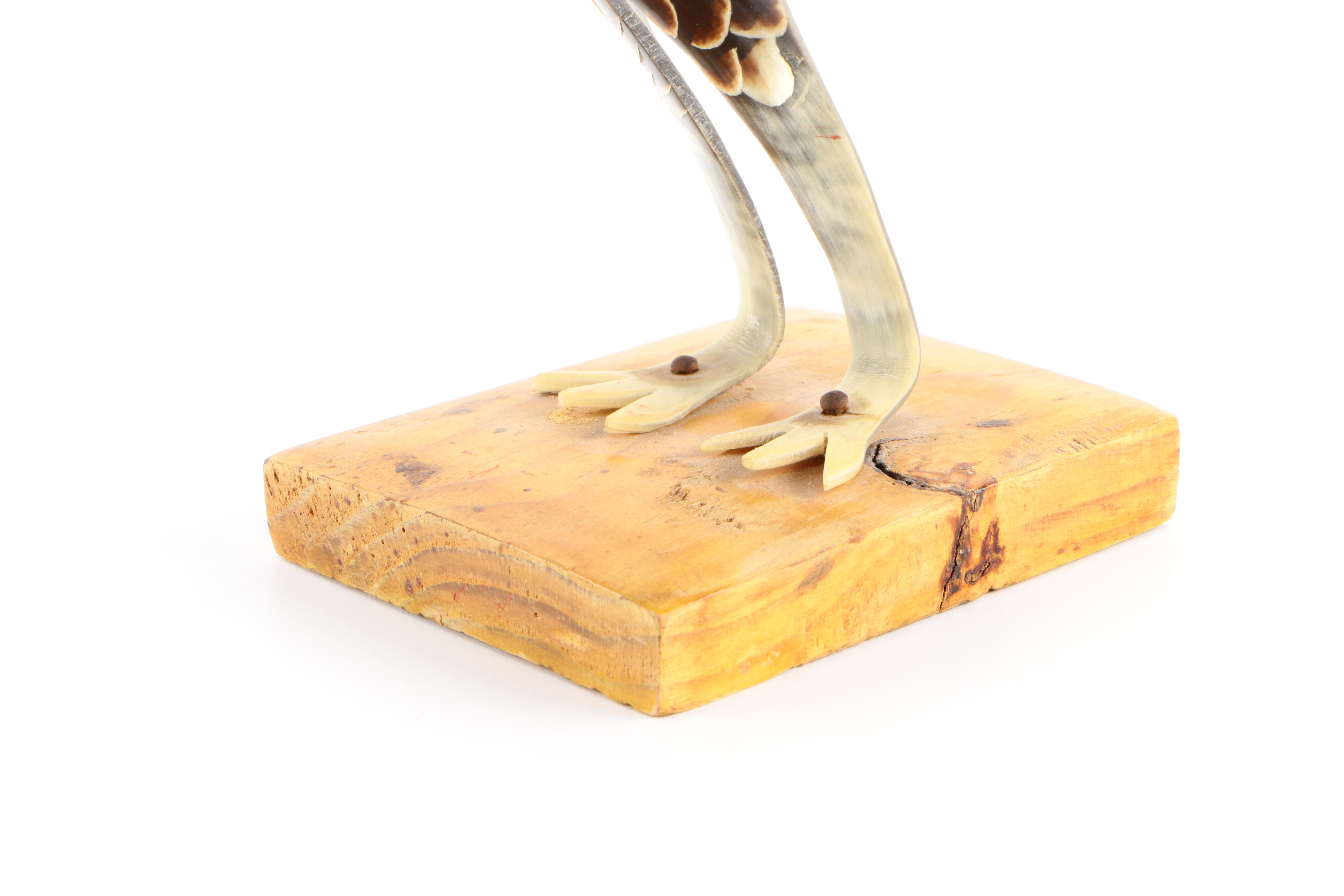 Painted Horn Rooster Figurine