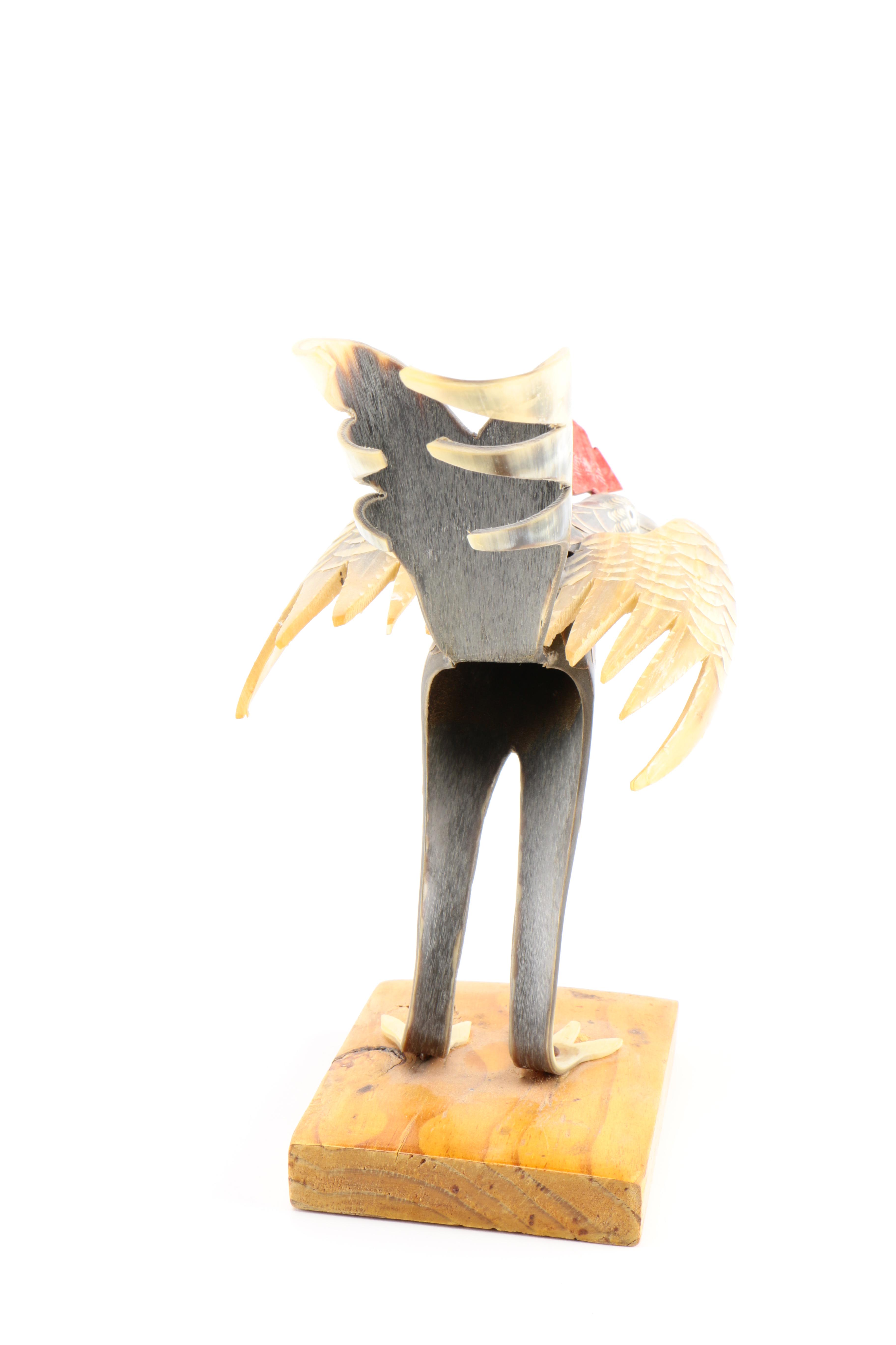 Painted Horn Rooster Figurine
