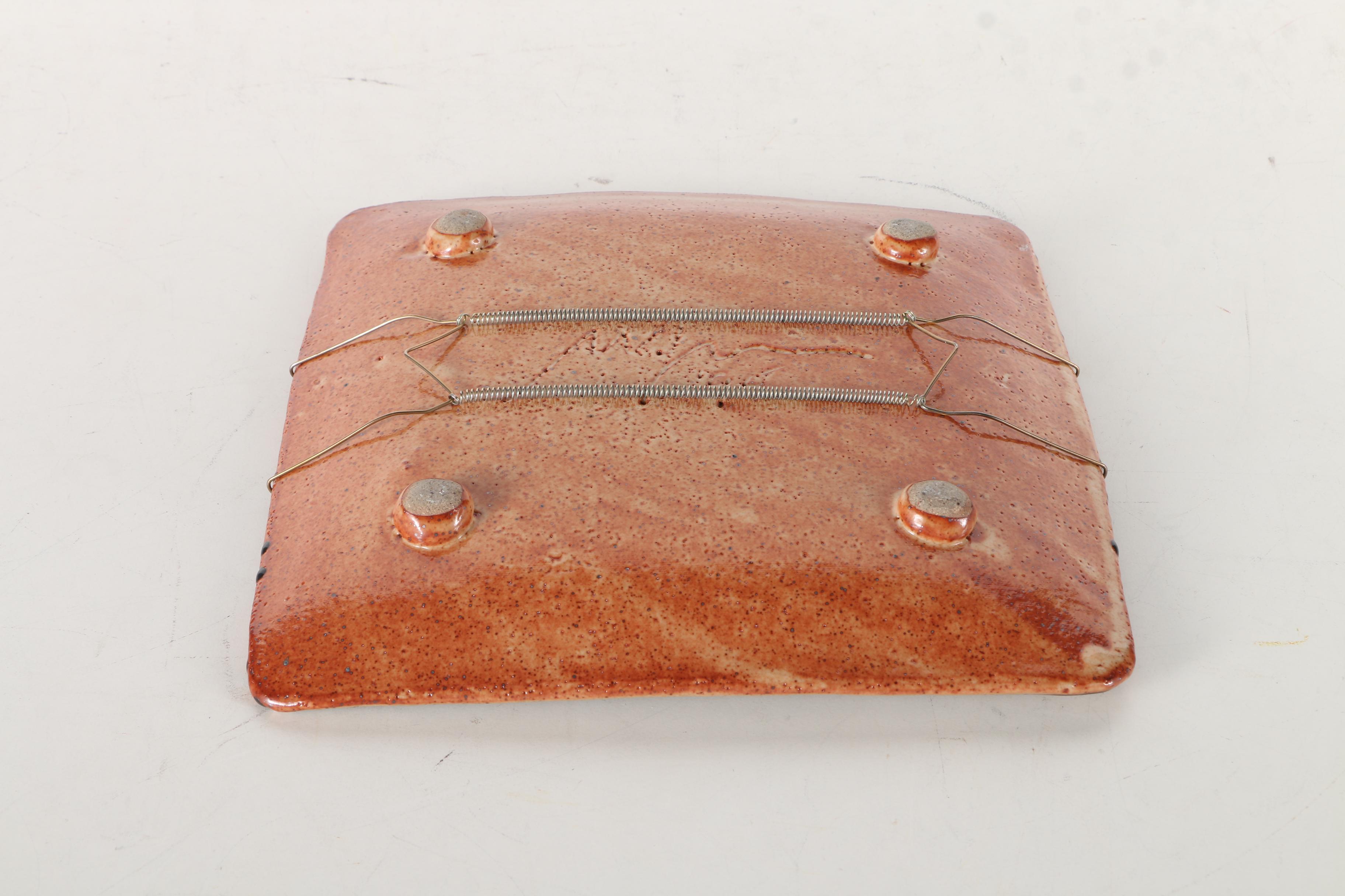 Handbuilt Striped Stoneware Display Plate