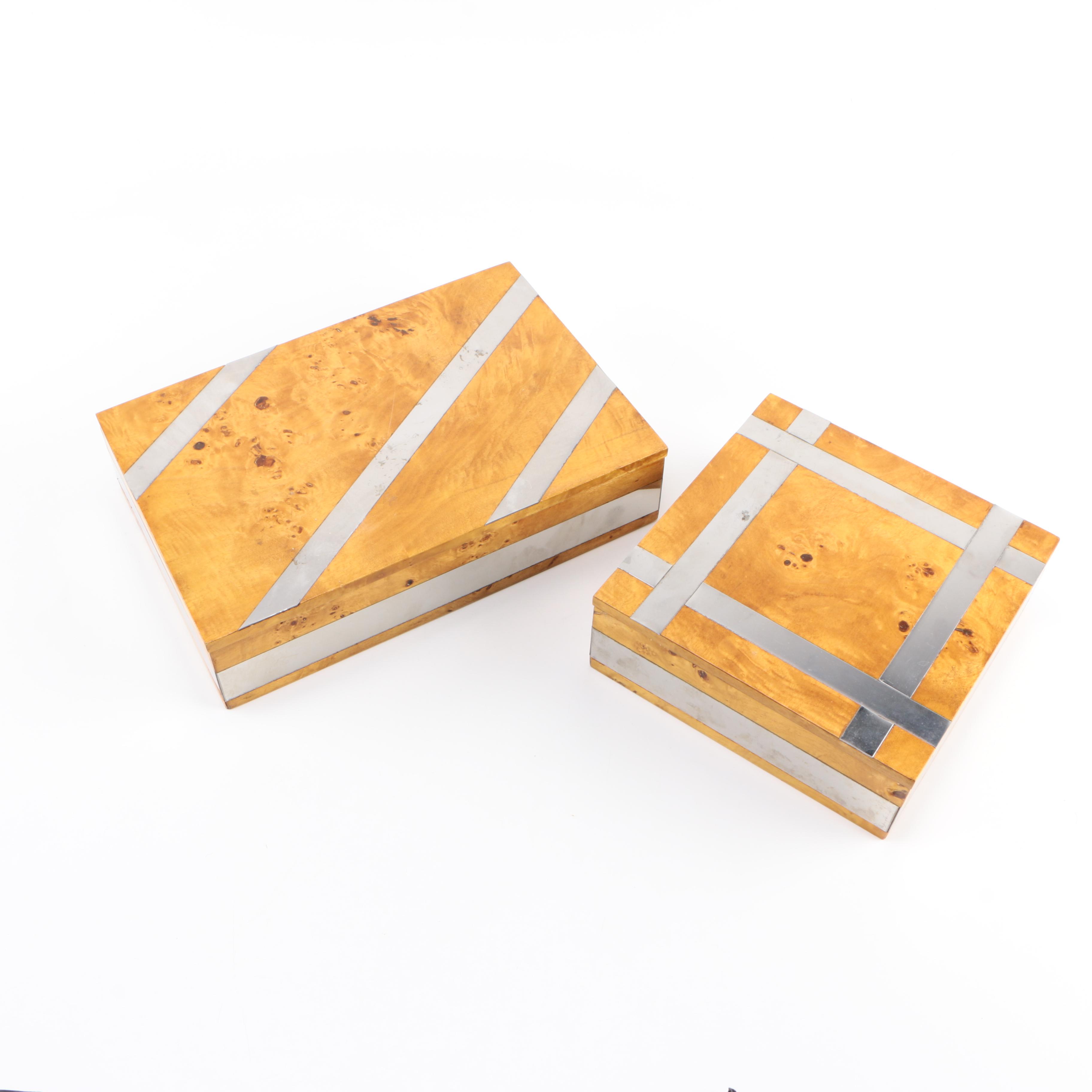 Italian Burled Wooden Boxes